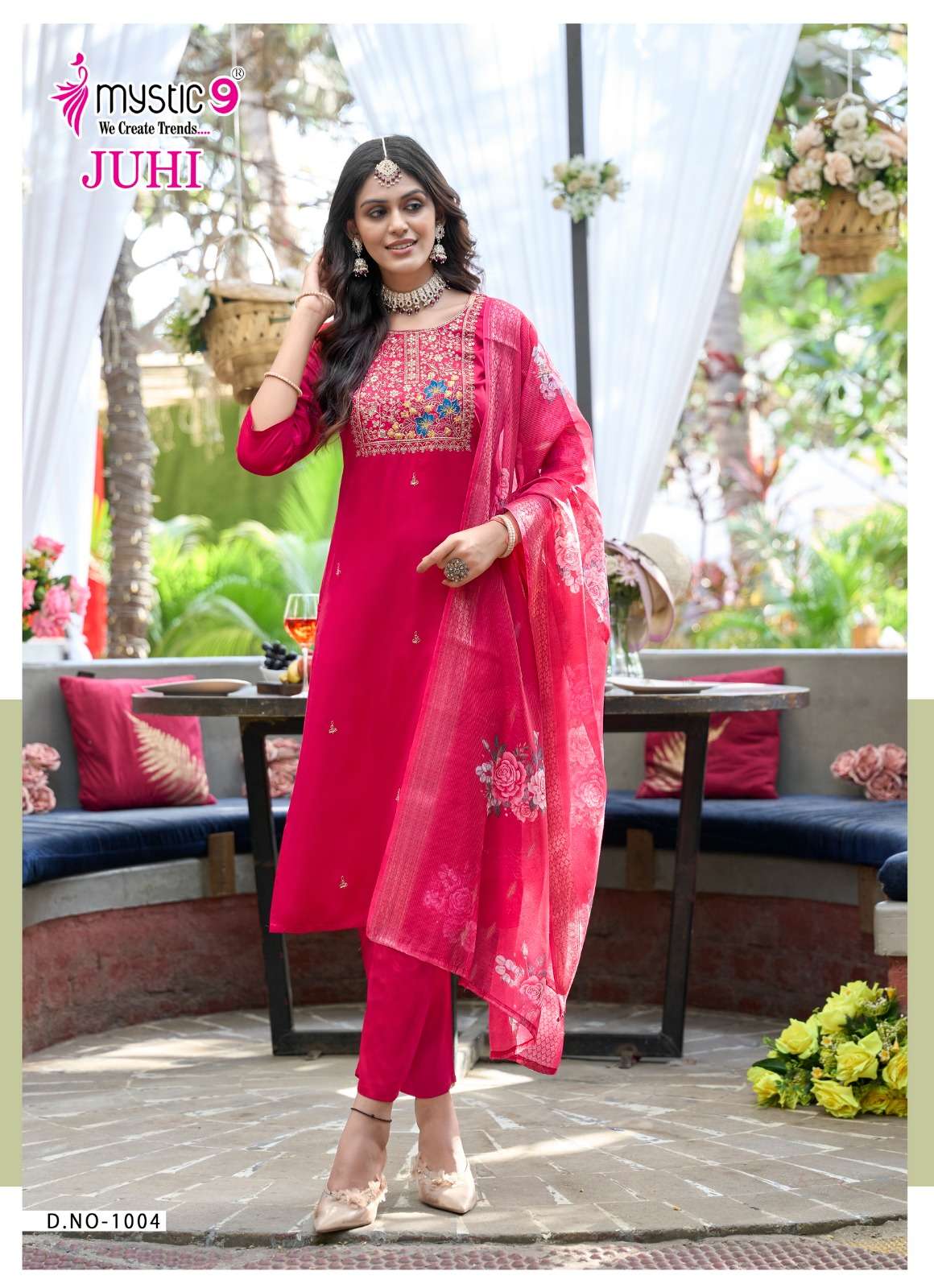 MYSTIC 9 JUHI VOL 1 SILK FANCY EMBROIDERY WORK KURTI COMBO SET 