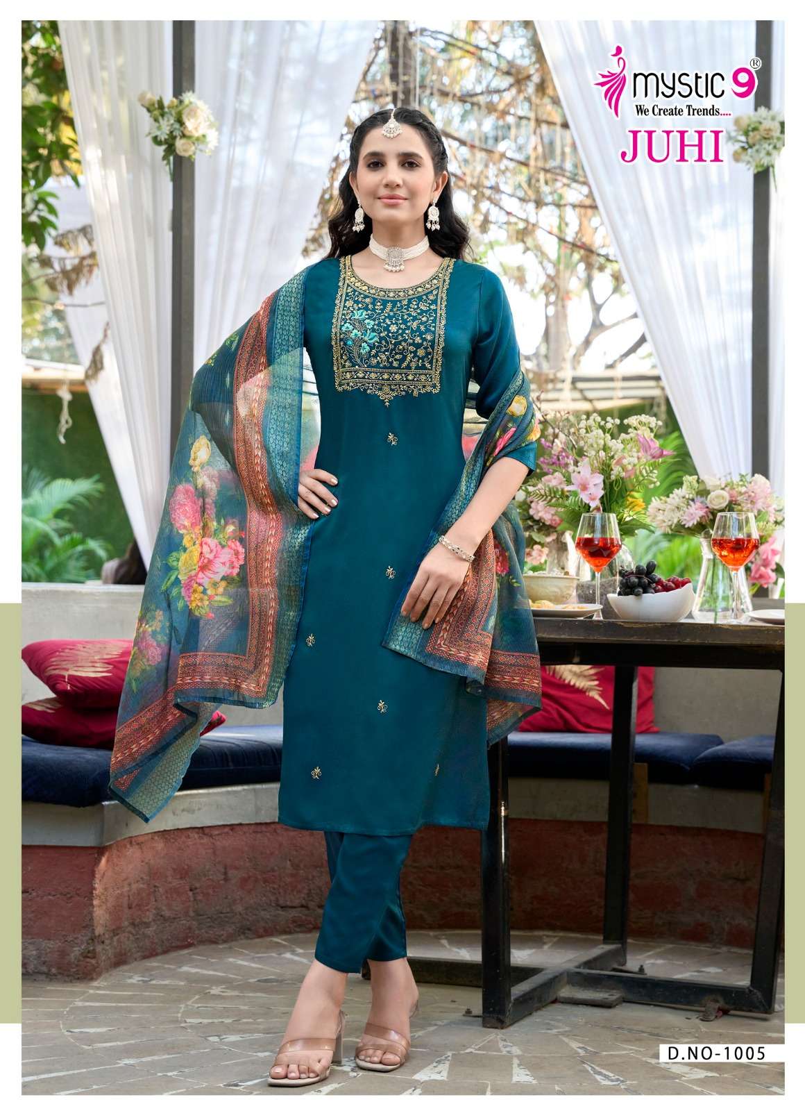 MYSTIC 9 JUHI VOL 1 SILK FANCY EMBROIDERY WORK KURTI COMBO SET 