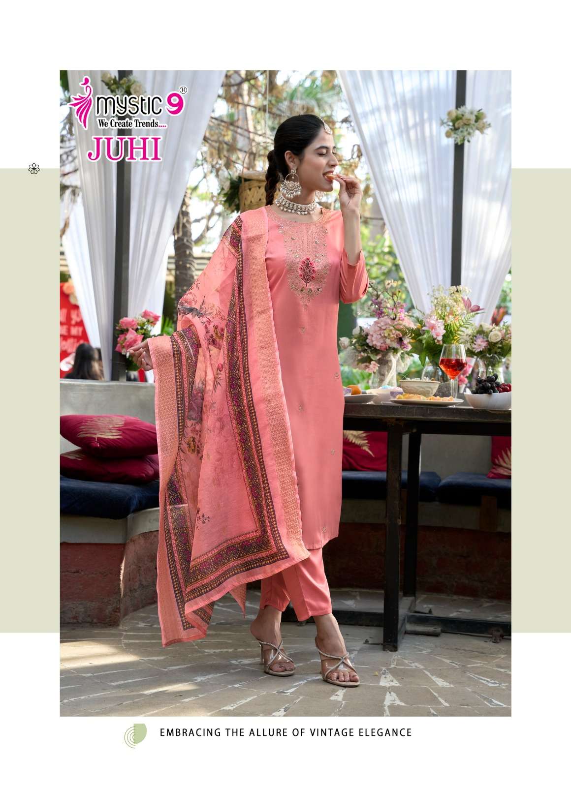 MYSTIC 9 JUHI VOL 1 SILK FANCY EMBROIDERY WORK KURTI COMBO SET 