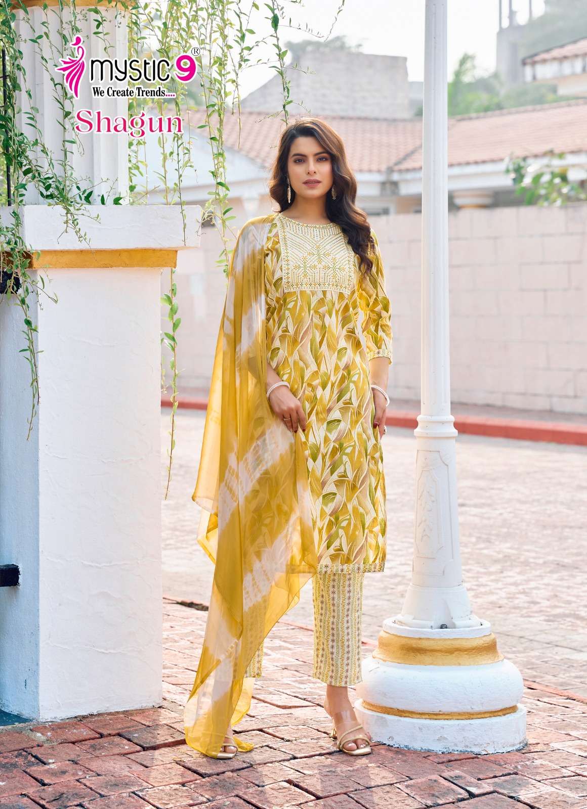 MYSTIC 9 SHAGUN  VOL 14 RAYON PRINTED FANCY LADIES KURTI COMBO SET 