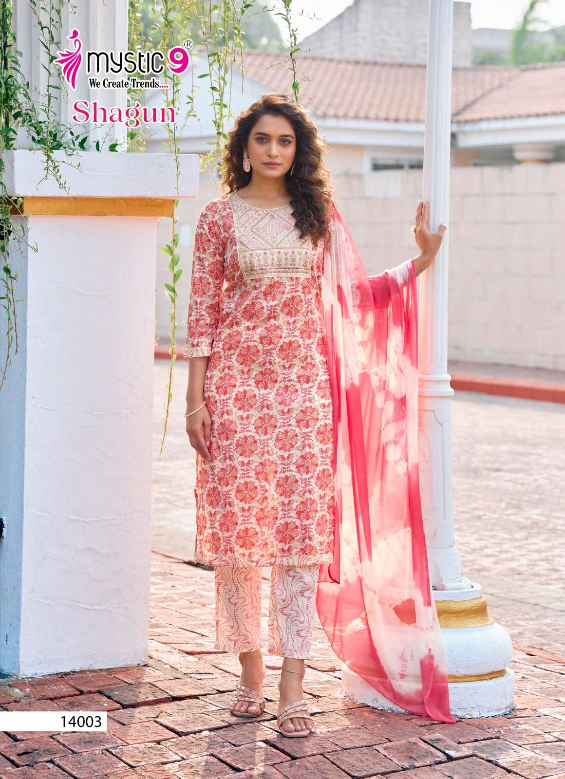 MYSTIC 9 SHAGUN  VOL 14 RAYON PRINTED FANCY LADIES KURTI COMBO SET 