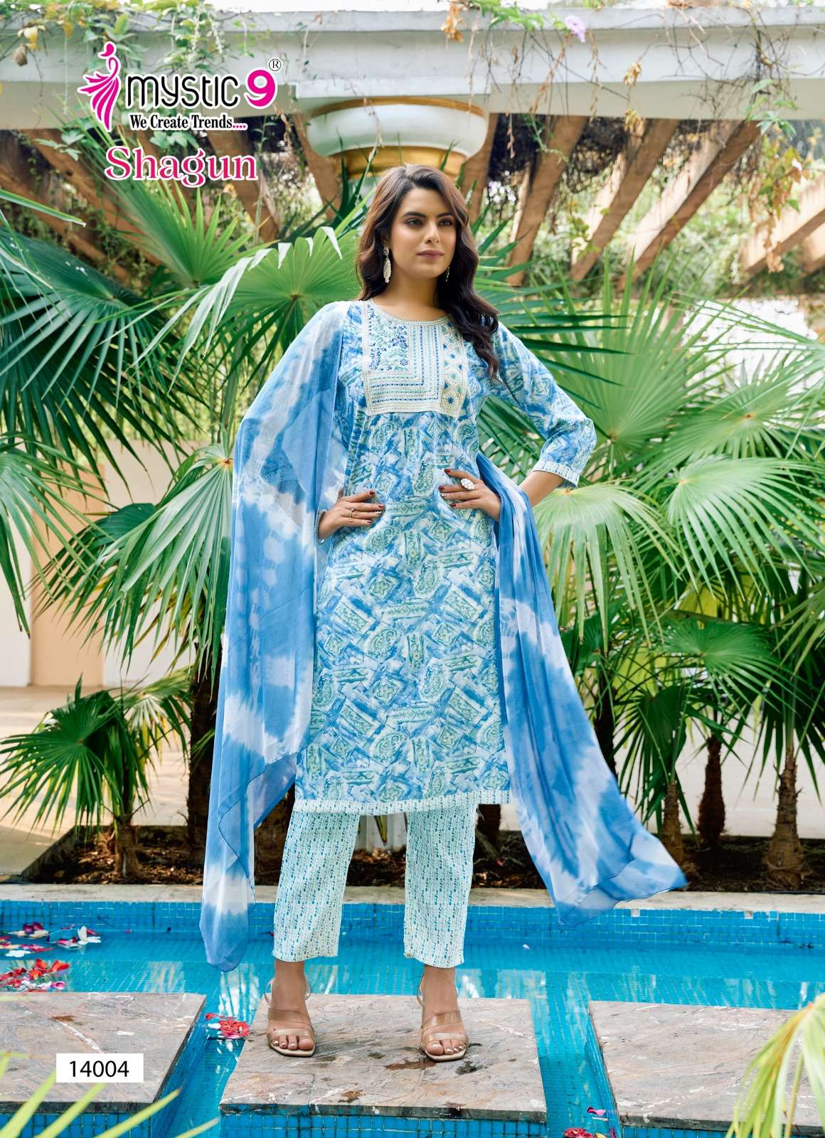 MYSTIC 9 SHAGUN  VOL 14 RAYON PRINTED FANCY LADIES KURTI COMBO SET 