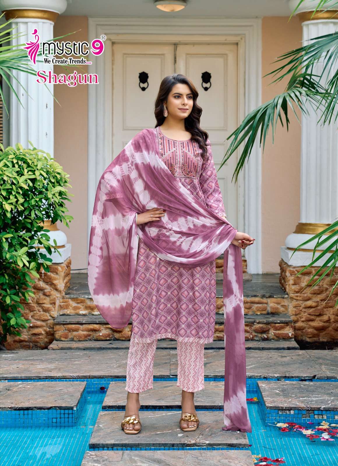MYSTIC 9 SHAGUN  VOL 14 RAYON PRINTED FANCY LADIES KURTI COMBO SET 