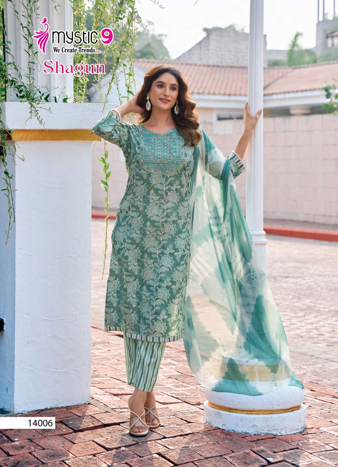 MYSTIC 9 SHAGUN  VOL 14 RAYON PRINTED FANCY LADIES KURTI COMBO SET 