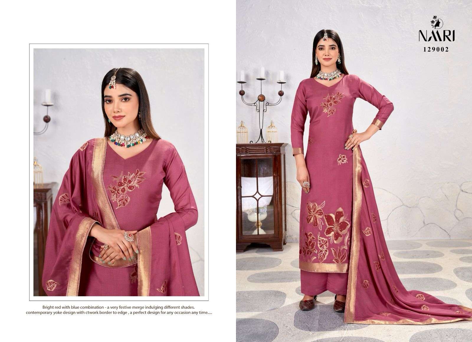 NAARI CHHAAVA MUSLIN JACQUARD DESIGNER WORK SUIT
