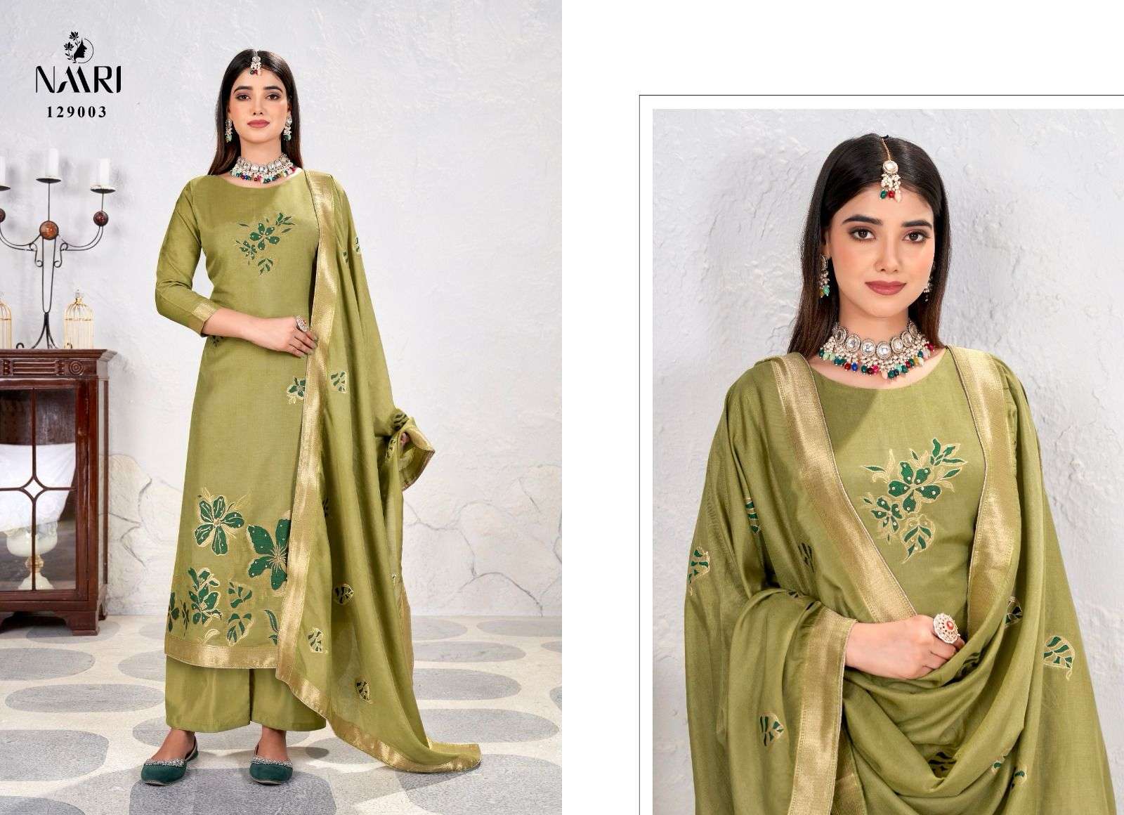 NAARI CHHAAVA MUSLIN JACQUARD DESIGNER WORK SUIT