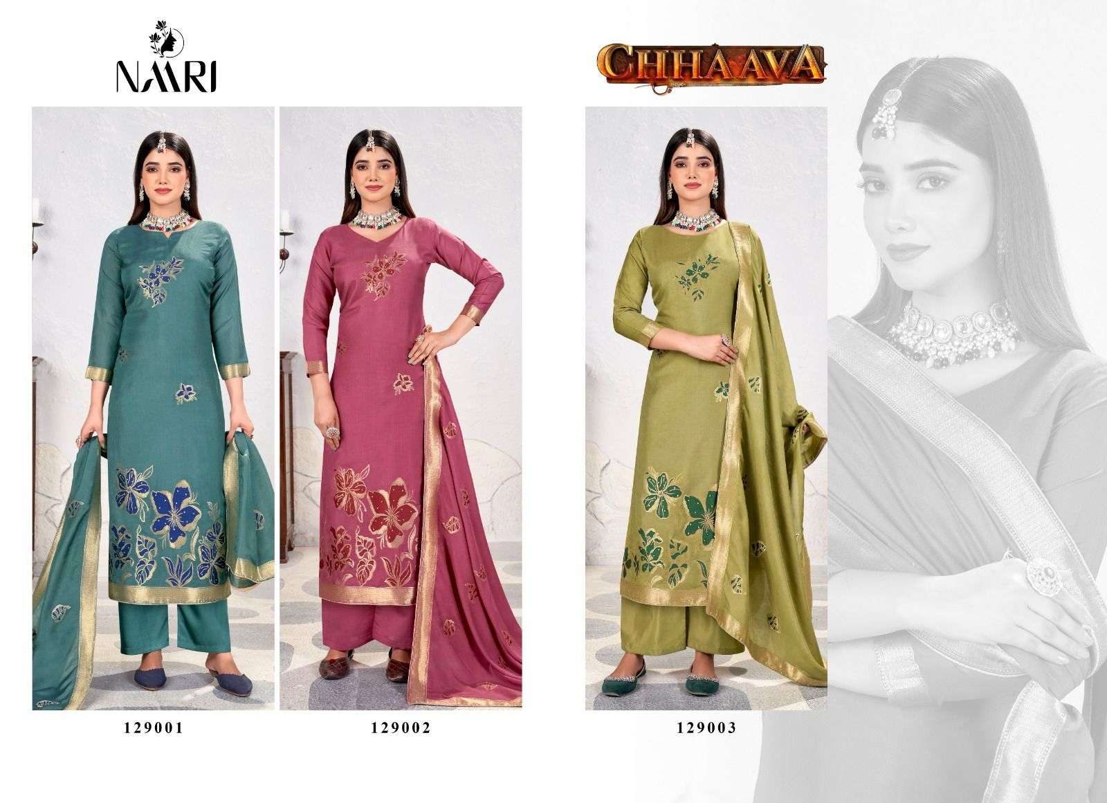 NAARI CHHAAVA MUSLIN JACQUARD DESIGNER WORK SUIT