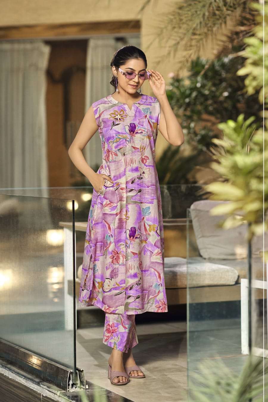 OSSM SUMMER THREADS COTTON PRINT FANCY KURTI WITH BOTTOM SET