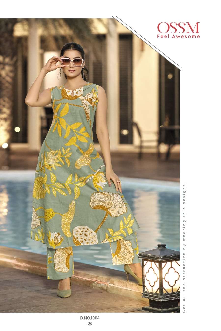 OSSM SUMMER THREADS COTTON PRINT FANCY KURTI WITH BOTTOM SET