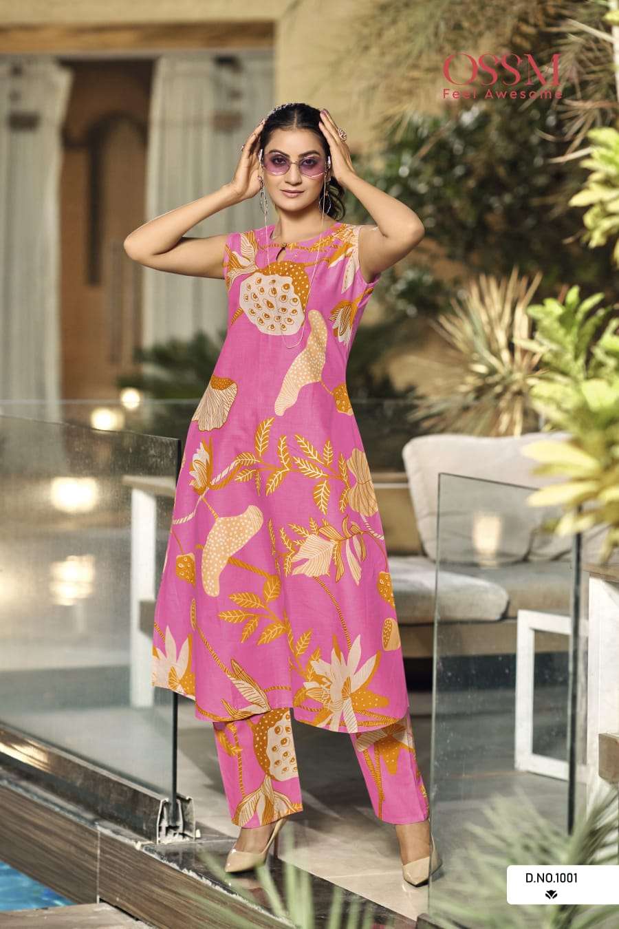OSSM SUMMER THREADS COTTON PRINT FANCY KURTI WITH BOTTOM SET