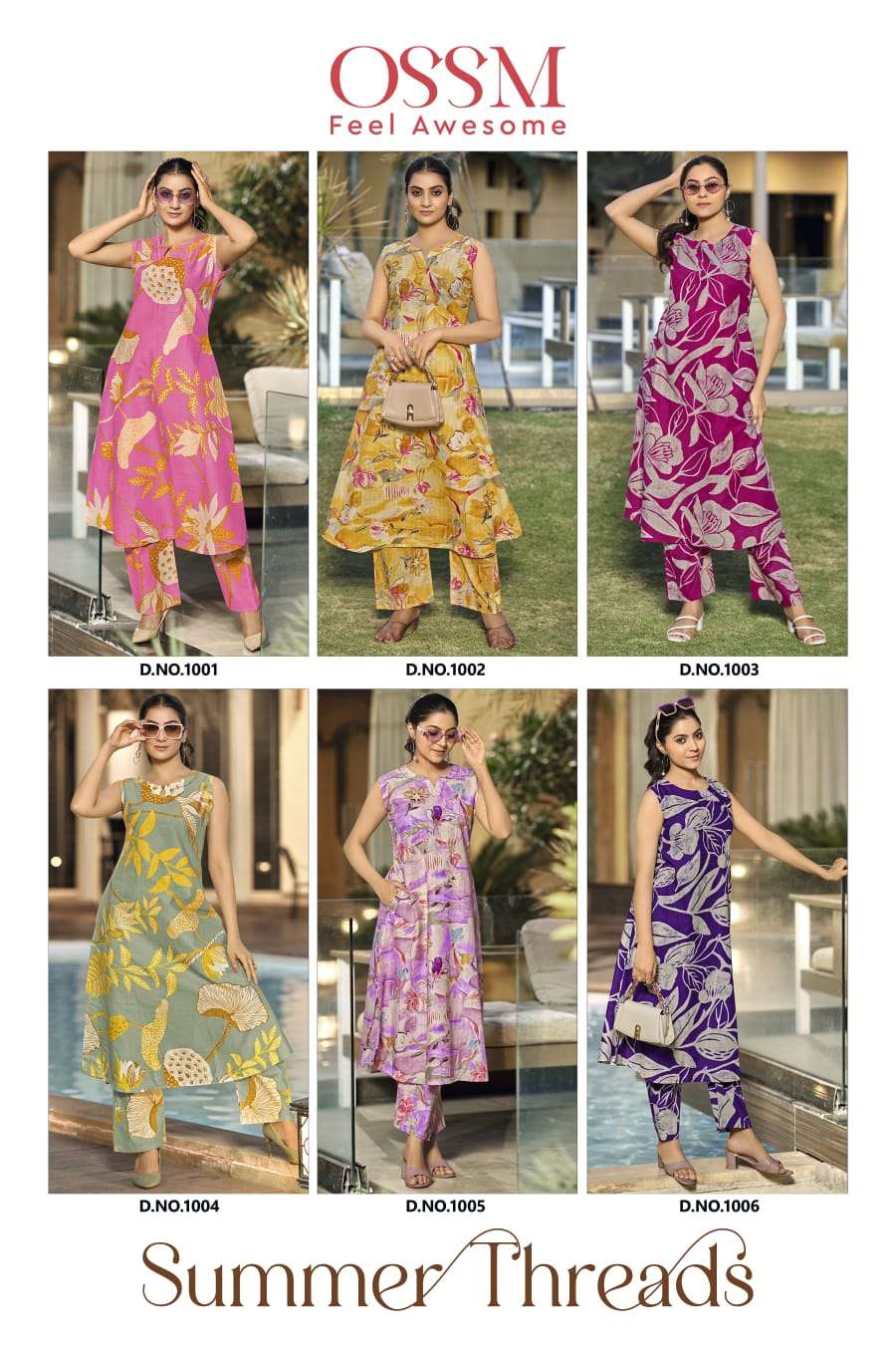 OSSM SUMMER THREADS COTTON PRINT FANCY KURTI WITH BOTTOM SET