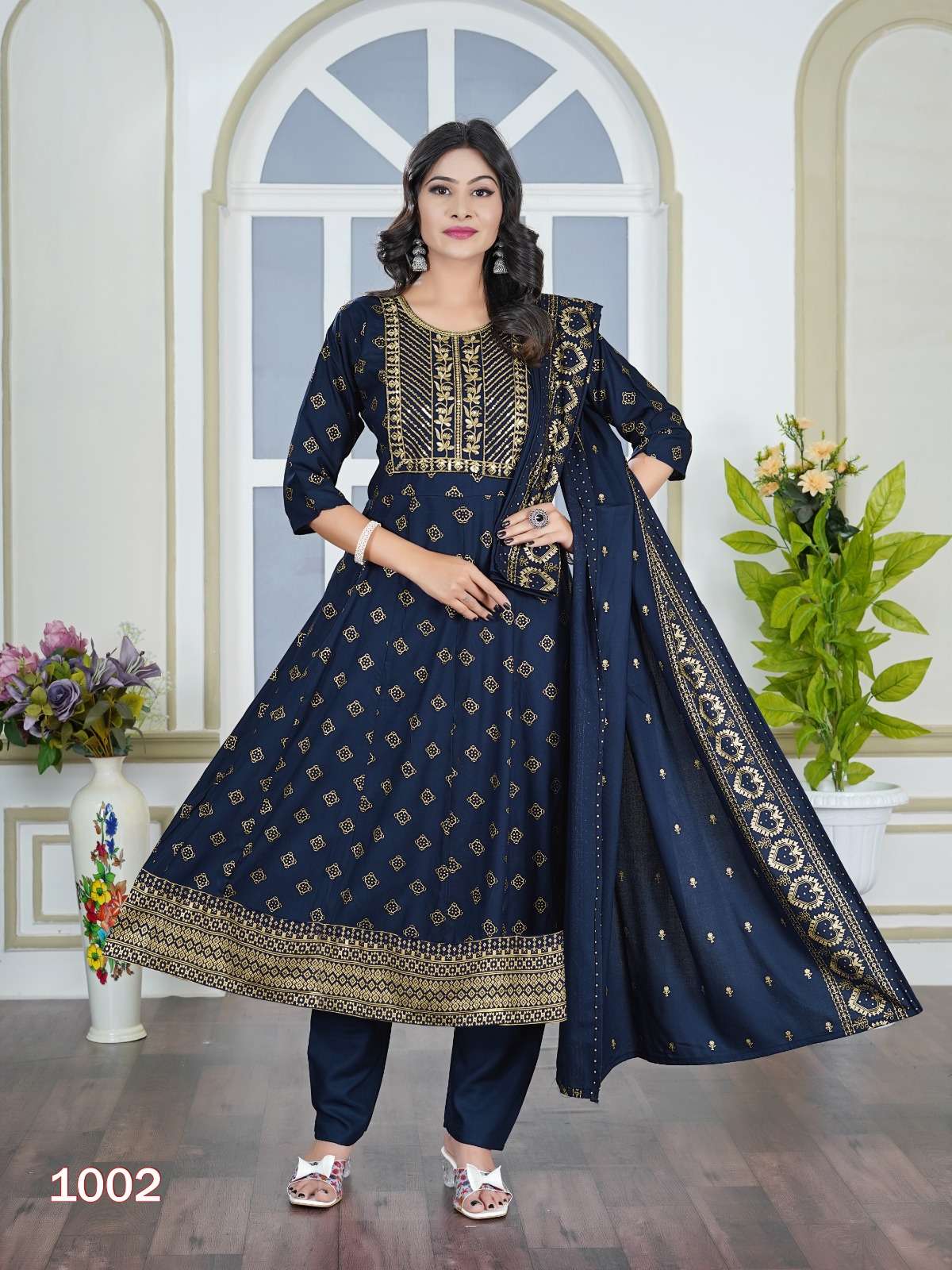 PADMAVATI TEXTILES AKIRA PLUS VOL 2 RAYON GHERA PATTERN KURTI COMBO SET