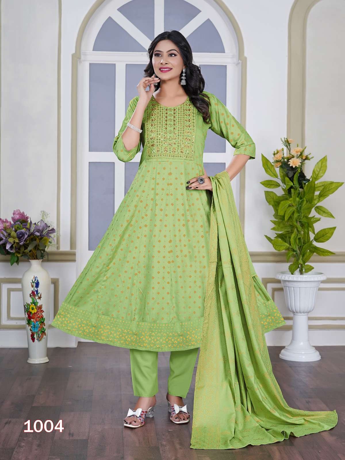 PADMAVATI TEXTILES AKIRA PLUS VOL 2 RAYON GHERA PATTERN KURTI COMBO SET