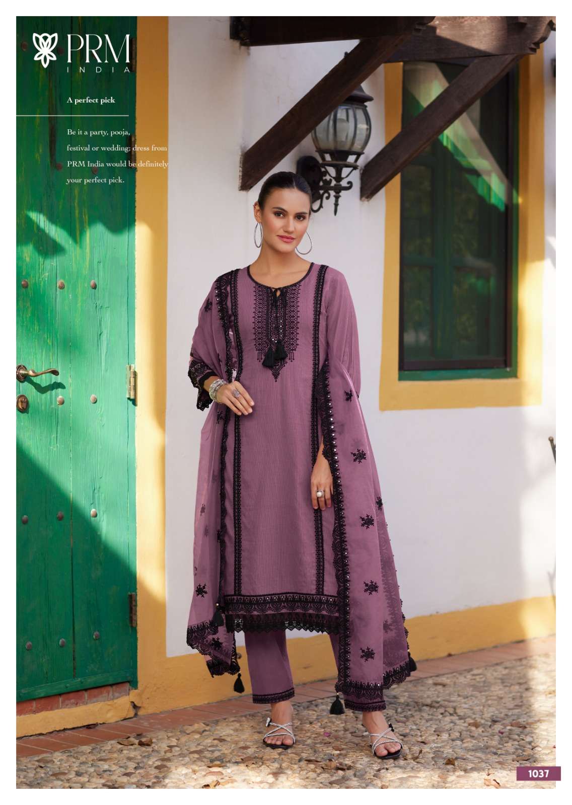 PRM INDIA HELIA COTTON EMBROIDERY DESIGNER READY MADE LADIES SUIT