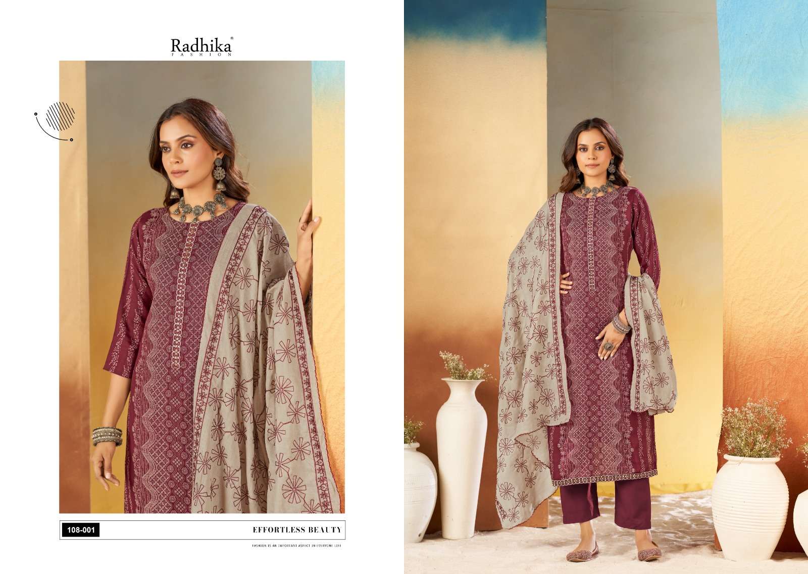 RADHIKA FASHION AZARA BLACK BERRY VOL 16 COTTON PRINT WITH FANCY WORK SUIT