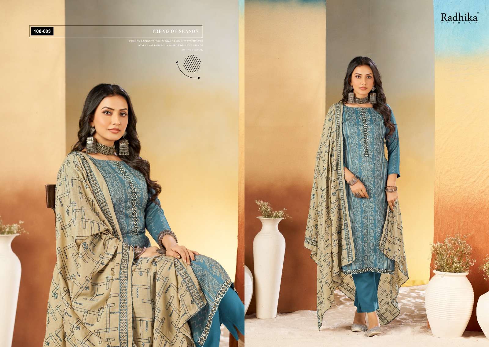 RADHIKA FASHION AZARA BLACK BERRY VOL 16 COTTON PRINT WITH FANCY WORK SUIT