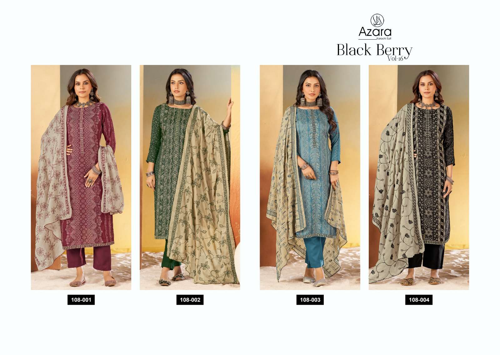 RADHIKA FASHION AZARA BLACK BERRY VOL 16 COTTON PRINT WITH FANCY WORK SUIT
