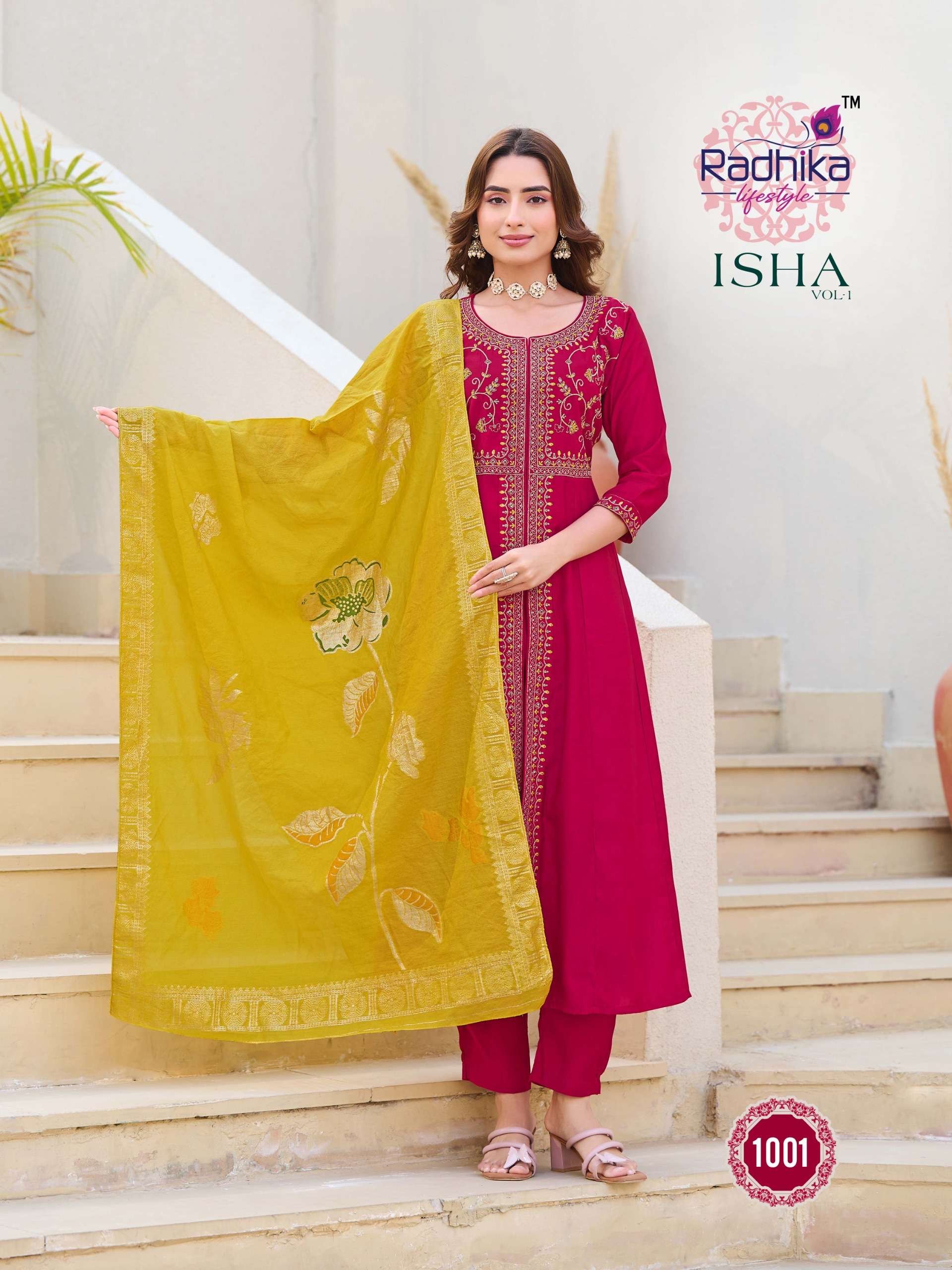 RADHIKA LIFE STYLE ISHA VOL 1 FANCY GOWN WITH PANT AND DUPATTA SET