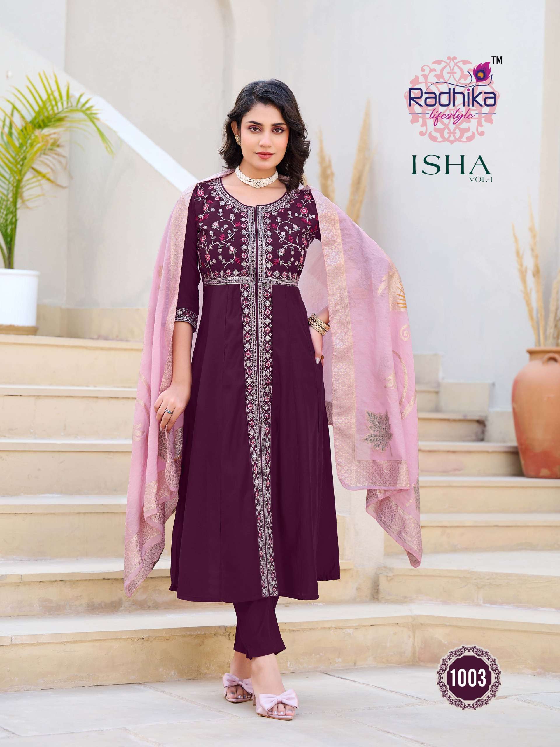 RADHIKA LIFE STYLE ISHA VOL 1 FANCY GOWN WITH PANT AND DUPATTA SET