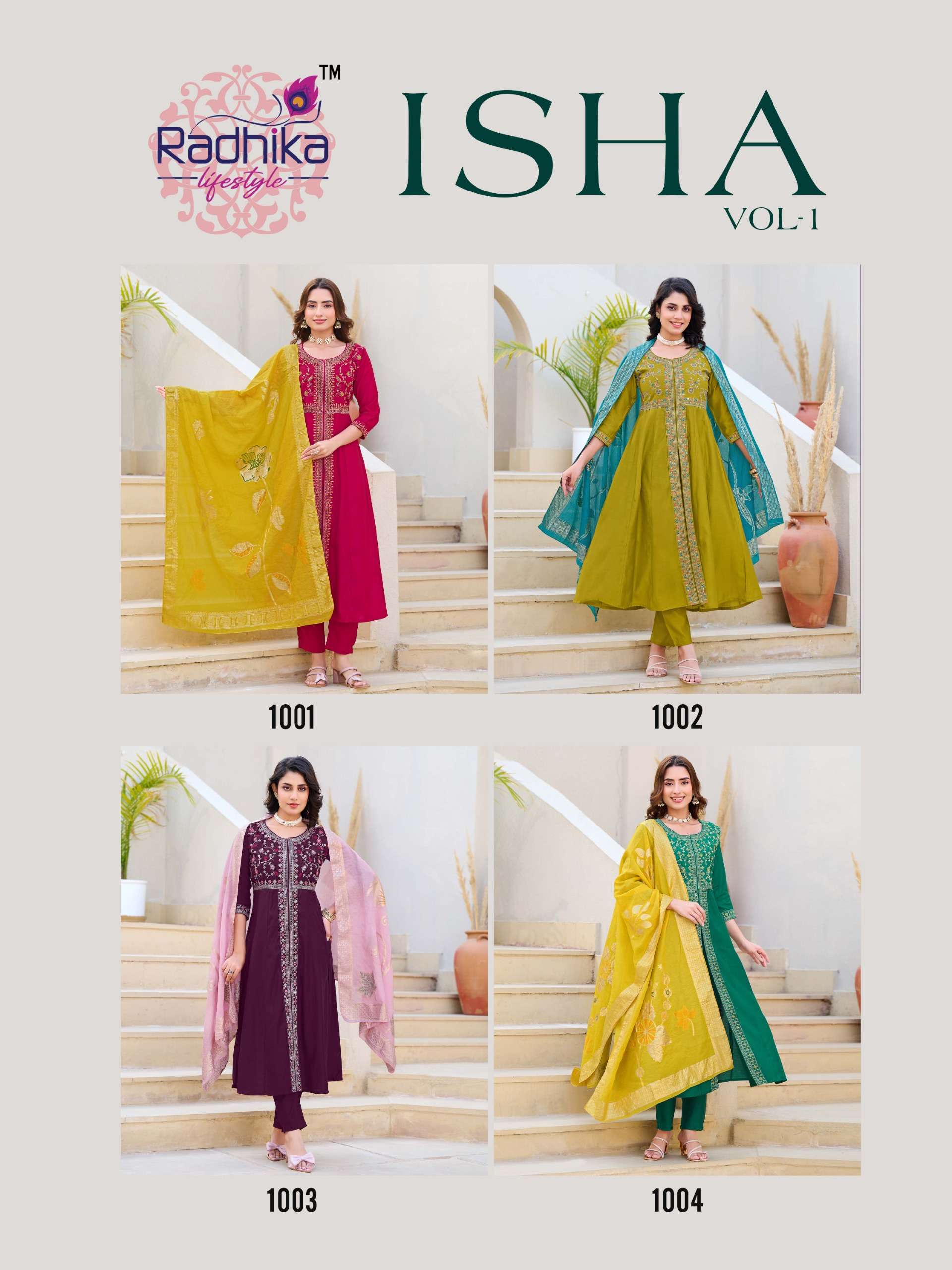 RADHIKA LIFE STYLE ISHA VOL 1 FANCY GOWN WITH PANT AND DUPATTA SET