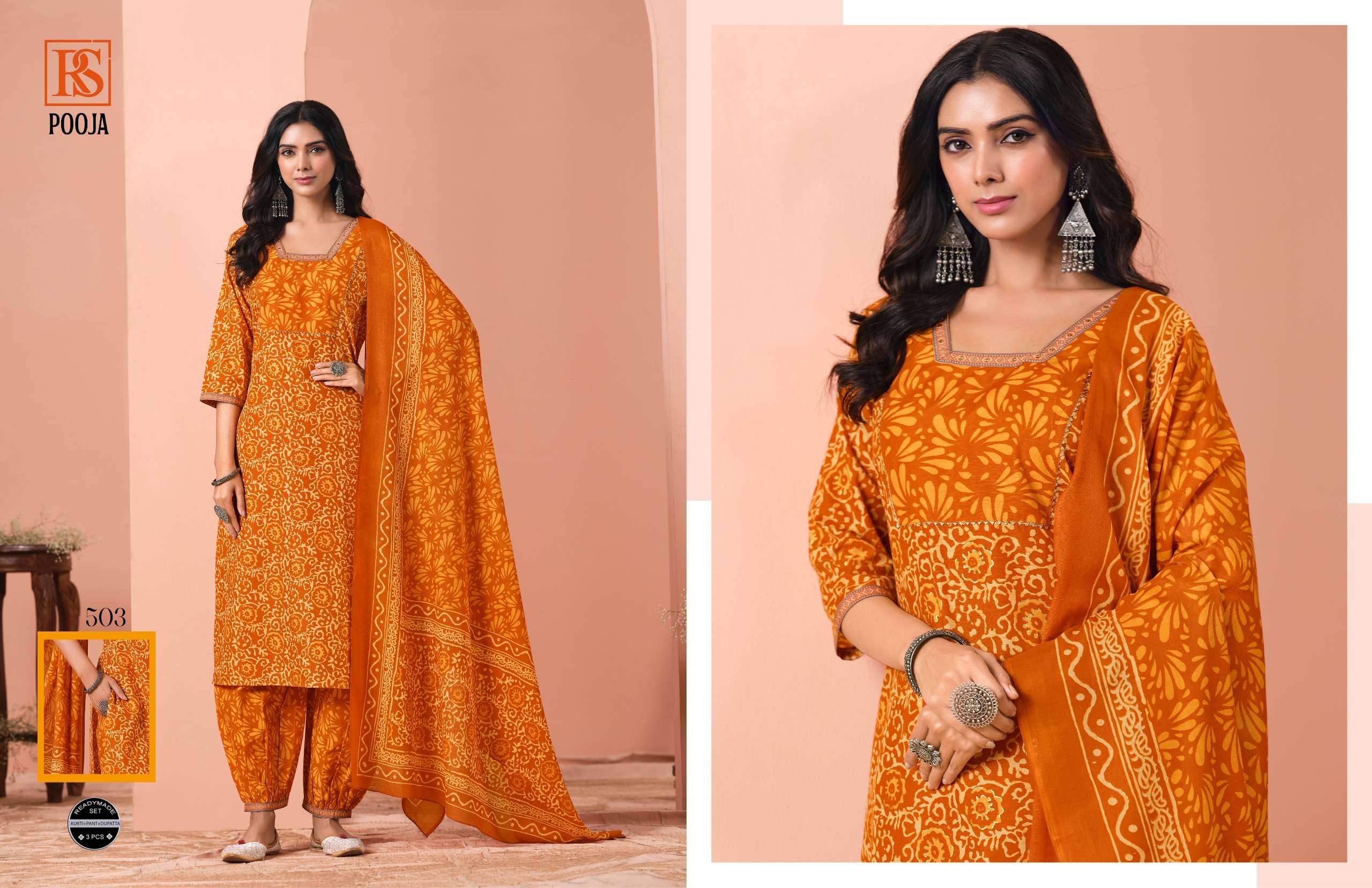 RANGI SANGI POOJA COTTON BLENDED FANCY KURTI COMBO SET 