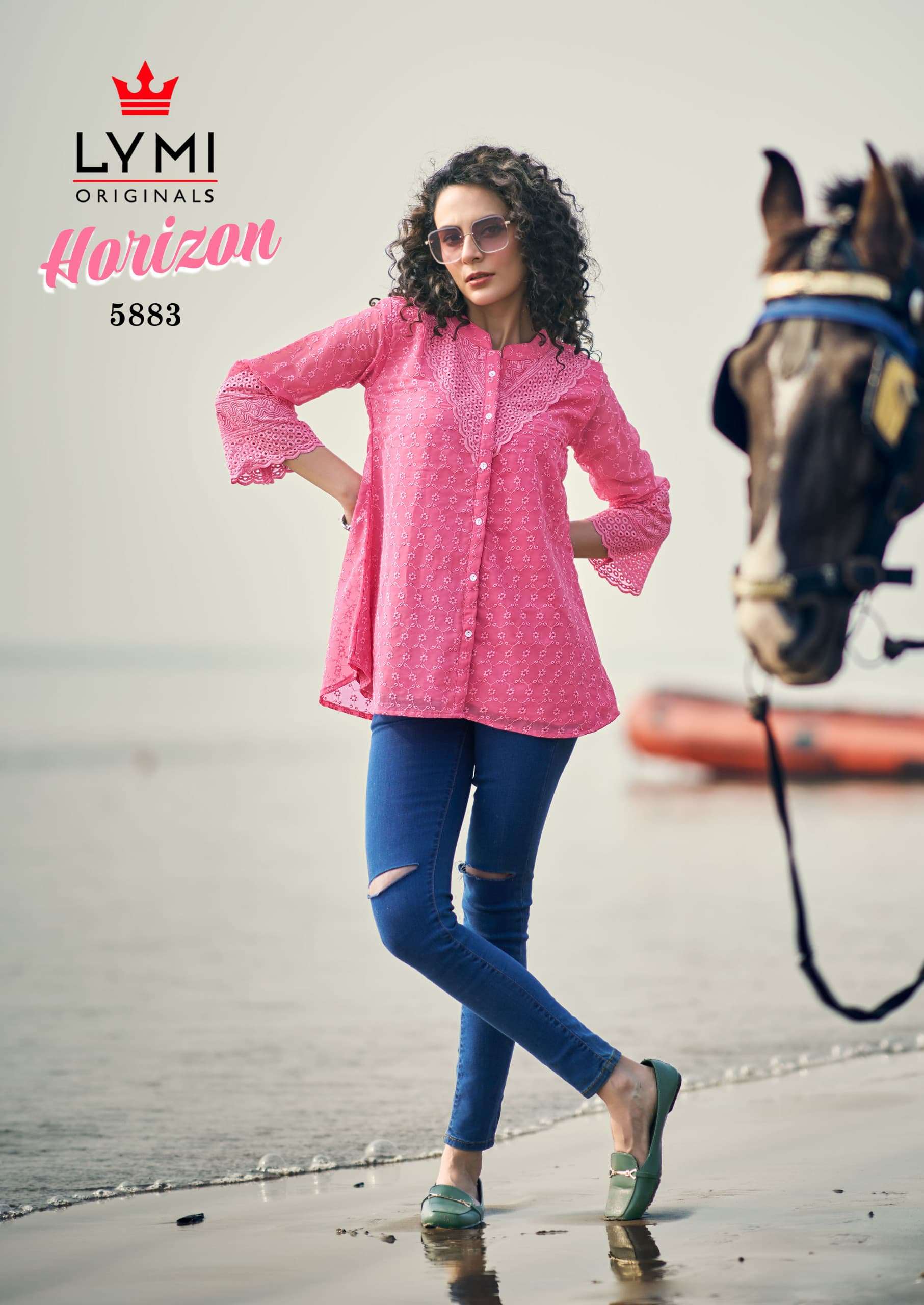 RANGOON HORIZON SCHIFLI GEORGETTE FANCY LADIES TOP