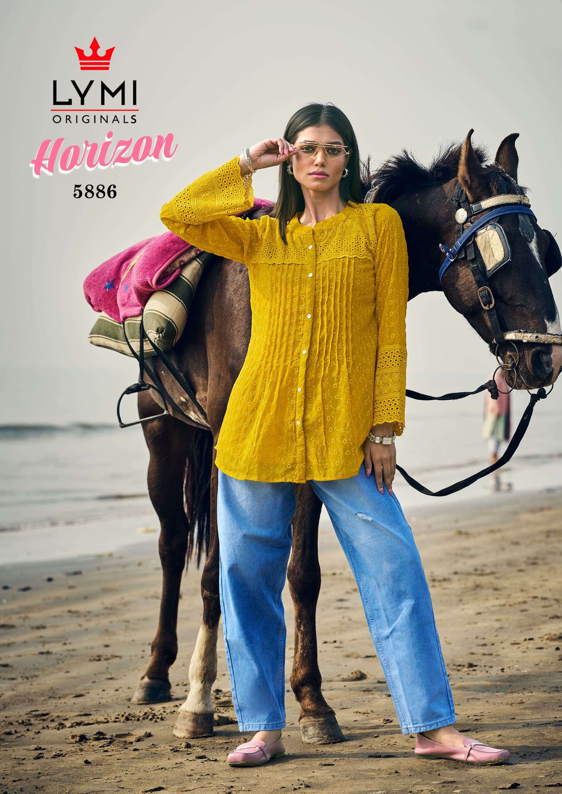 RANGOON HORIZON SCHIFLI GEORGETTE FANCY LADIES TOP