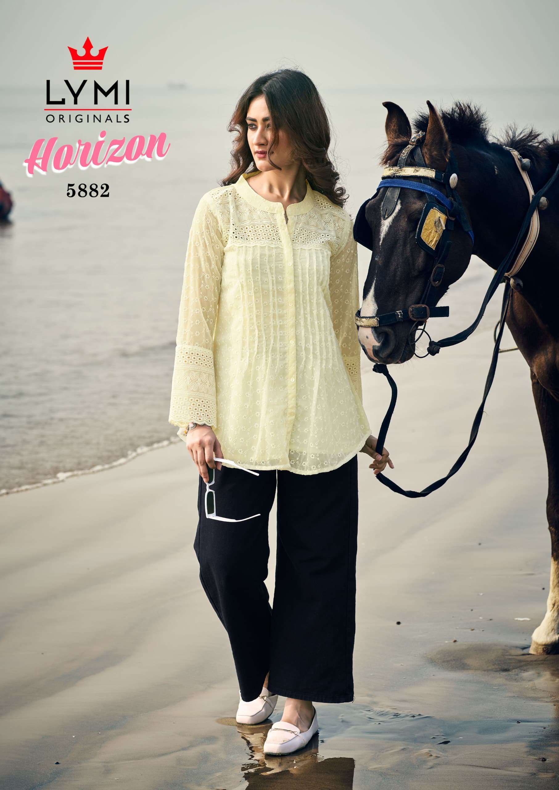 RANGOON HORIZON SCHIFLI GEORGETTE FANCY LADIES TOP