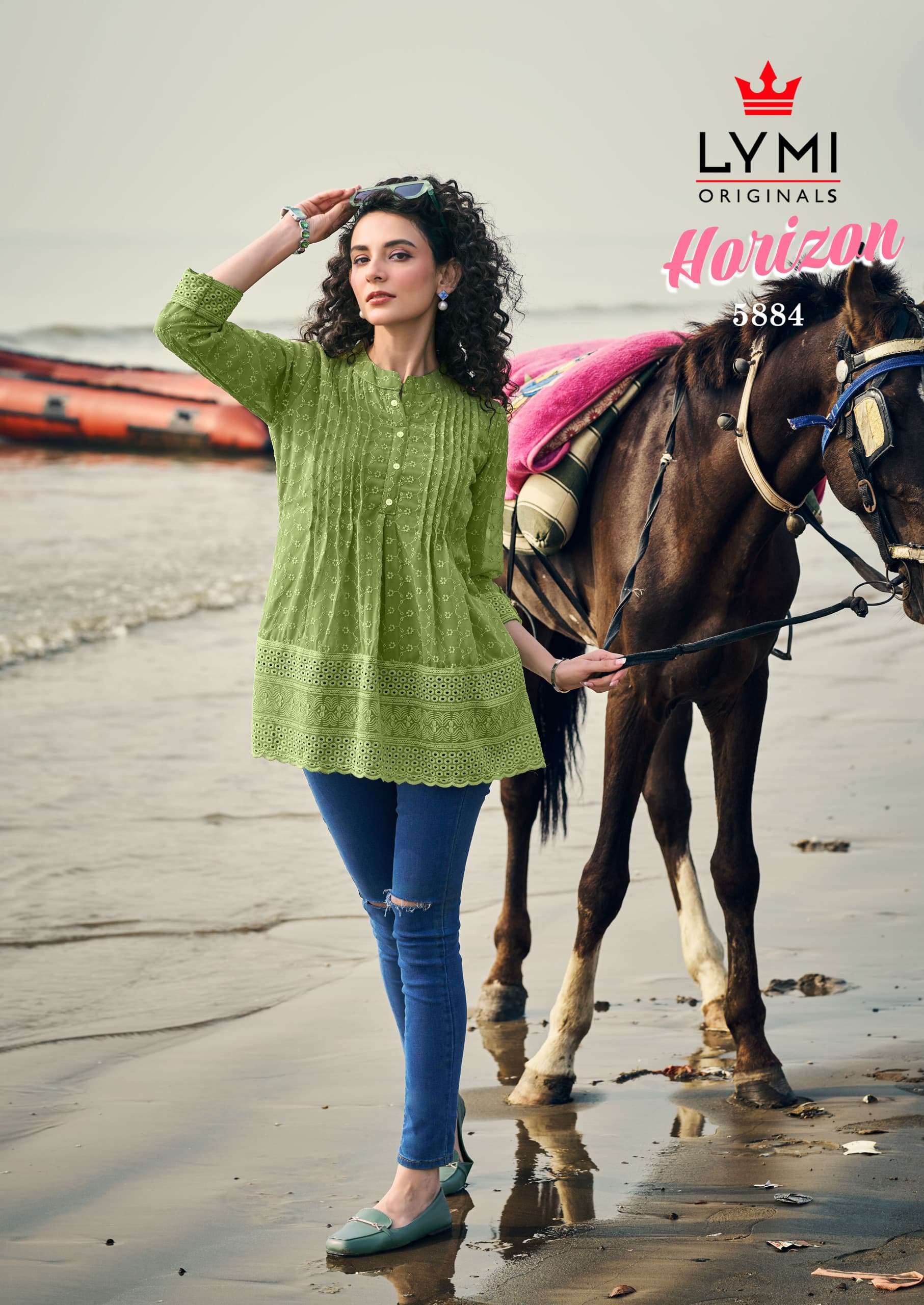 RANGOON HORIZON SCHIFLI GEORGETTE FANCY LADIES TOP