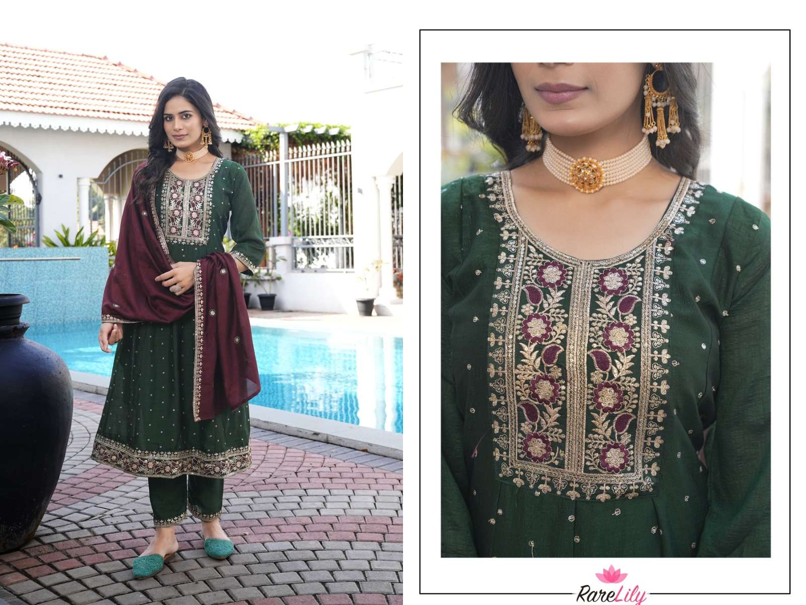  RARE LILY ALBELI VOL 1 SILK ANARKALI STYLE KURTI COMBO SET