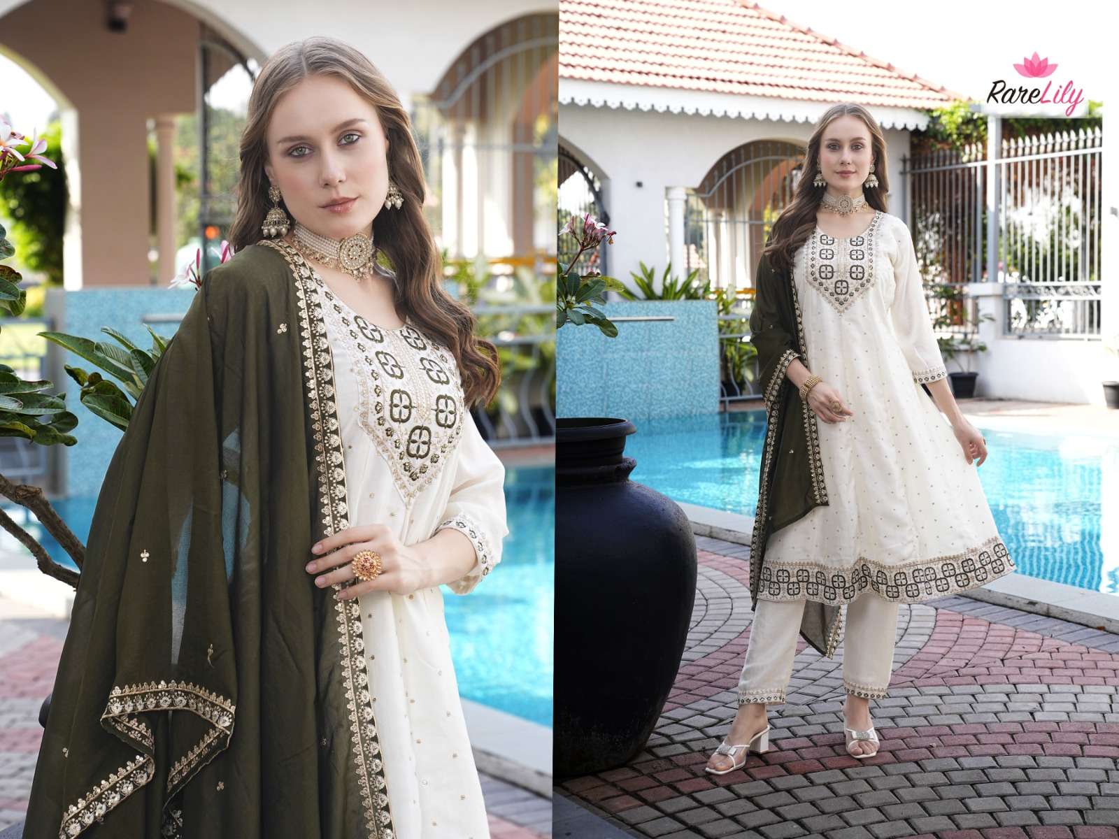  RARE LILY ALBELI VOL 1 SILK ANARKALI STYLE KURTI COMBO SET