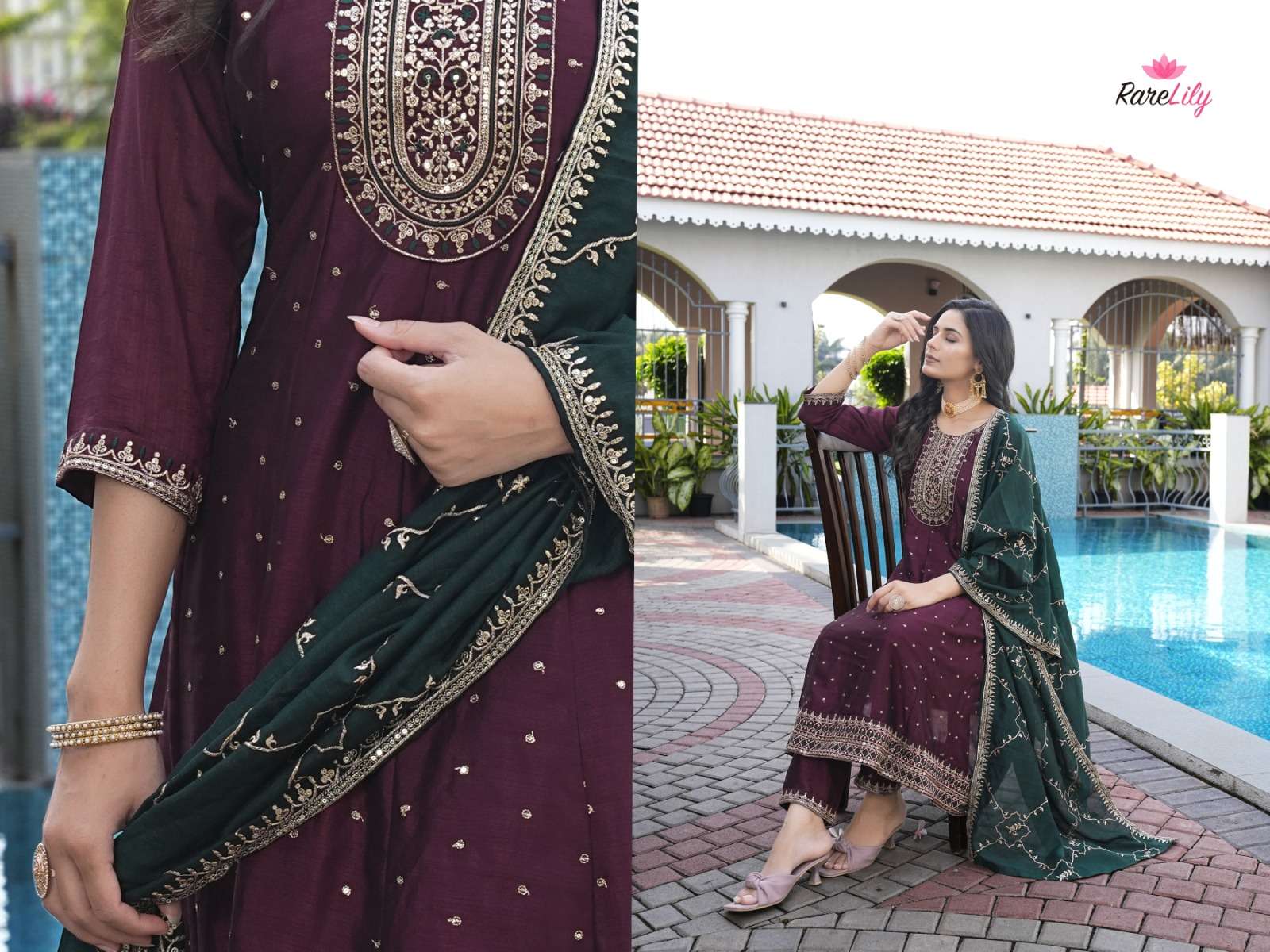  RARE LILY ALBELI VOL 1 SILK ANARKALI STYLE KURTI COMBO SET
