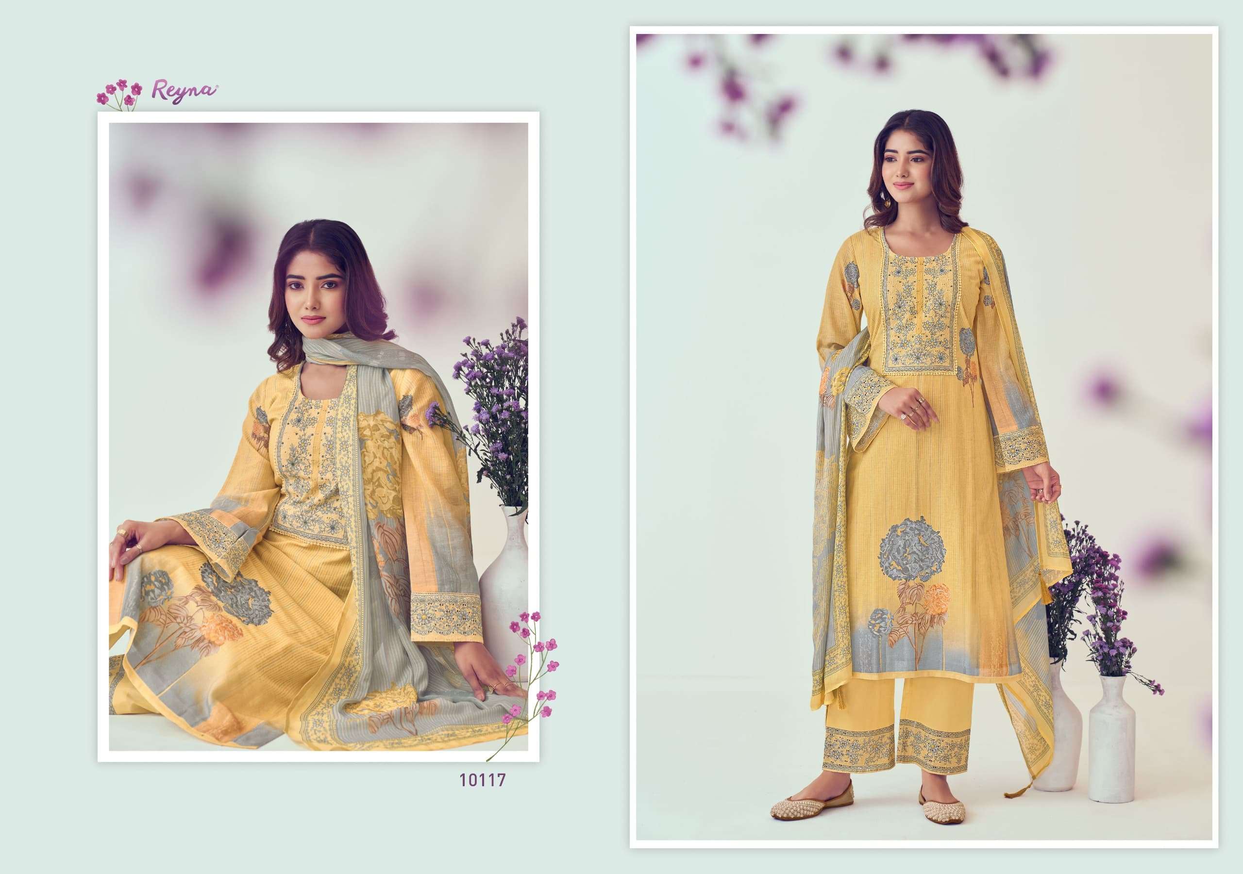 REYNA SARGUN LINEN COTTON DIGITAL PRINT WITH FANCY WORK SUIT