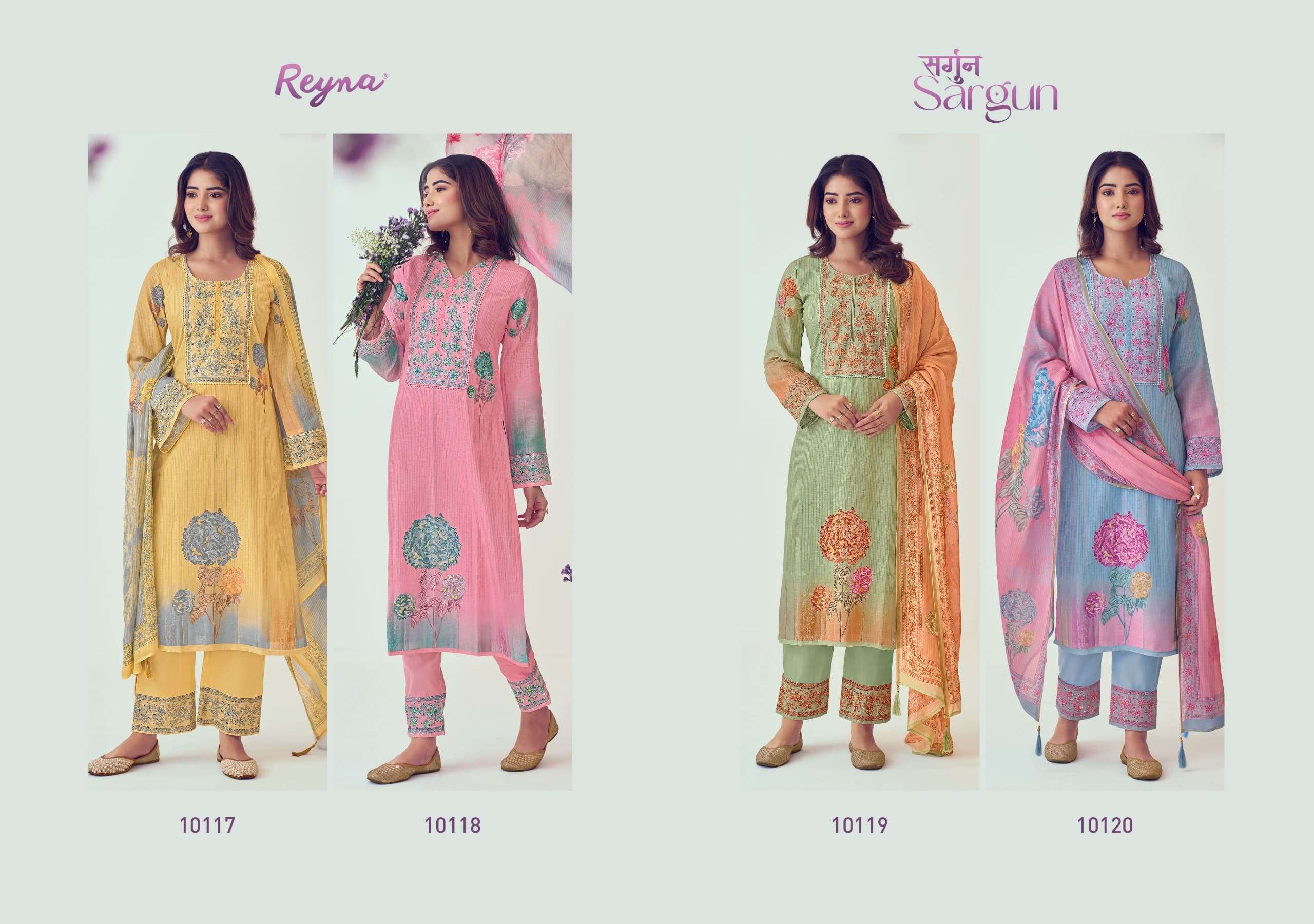 REYNA SARGUN LINEN COTTON DIGITAL PRINT WITH FANCY WORK SUIT