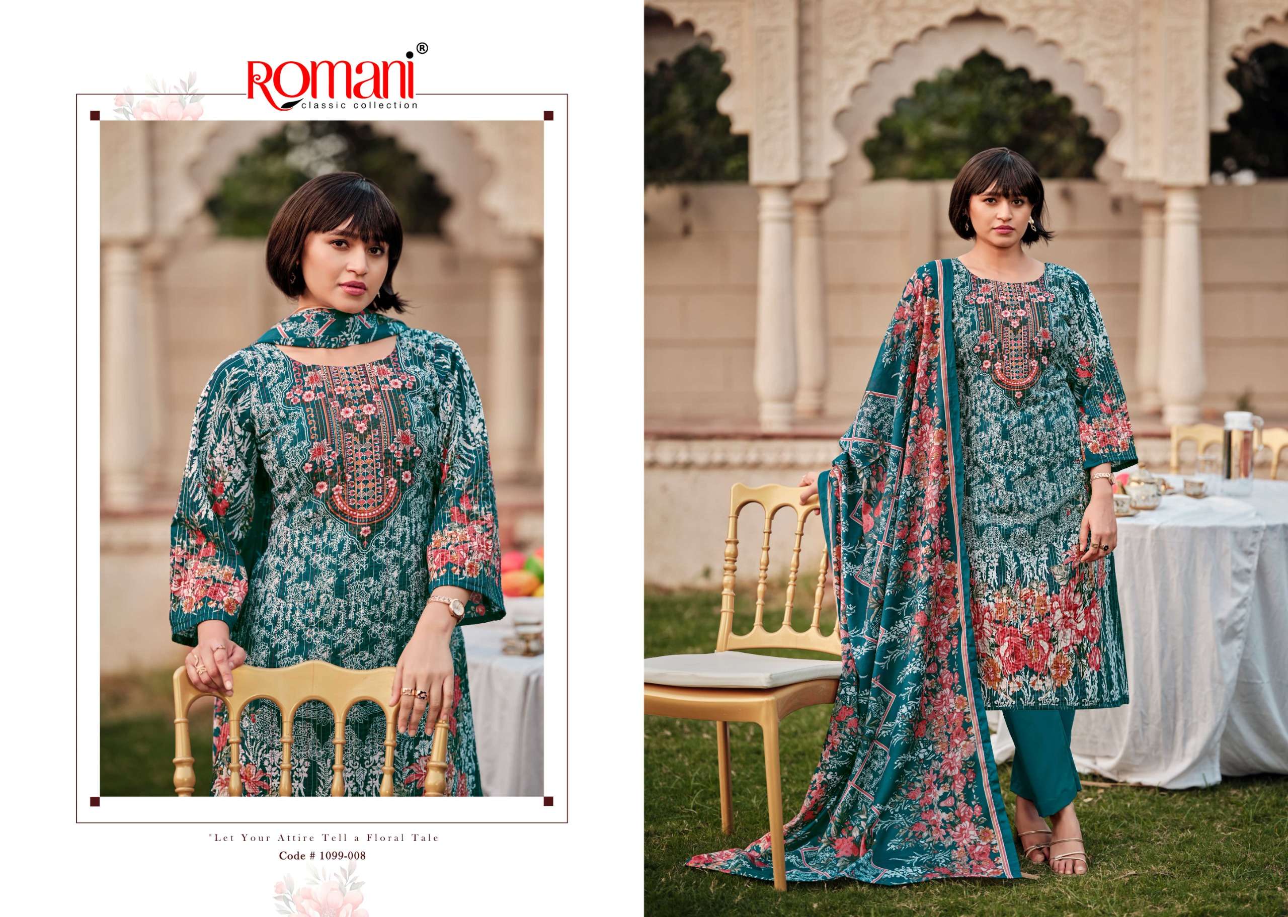 ROMANI SANIYA COTTON DIGITAL PRINTS WITH FANCY WORK SUIT