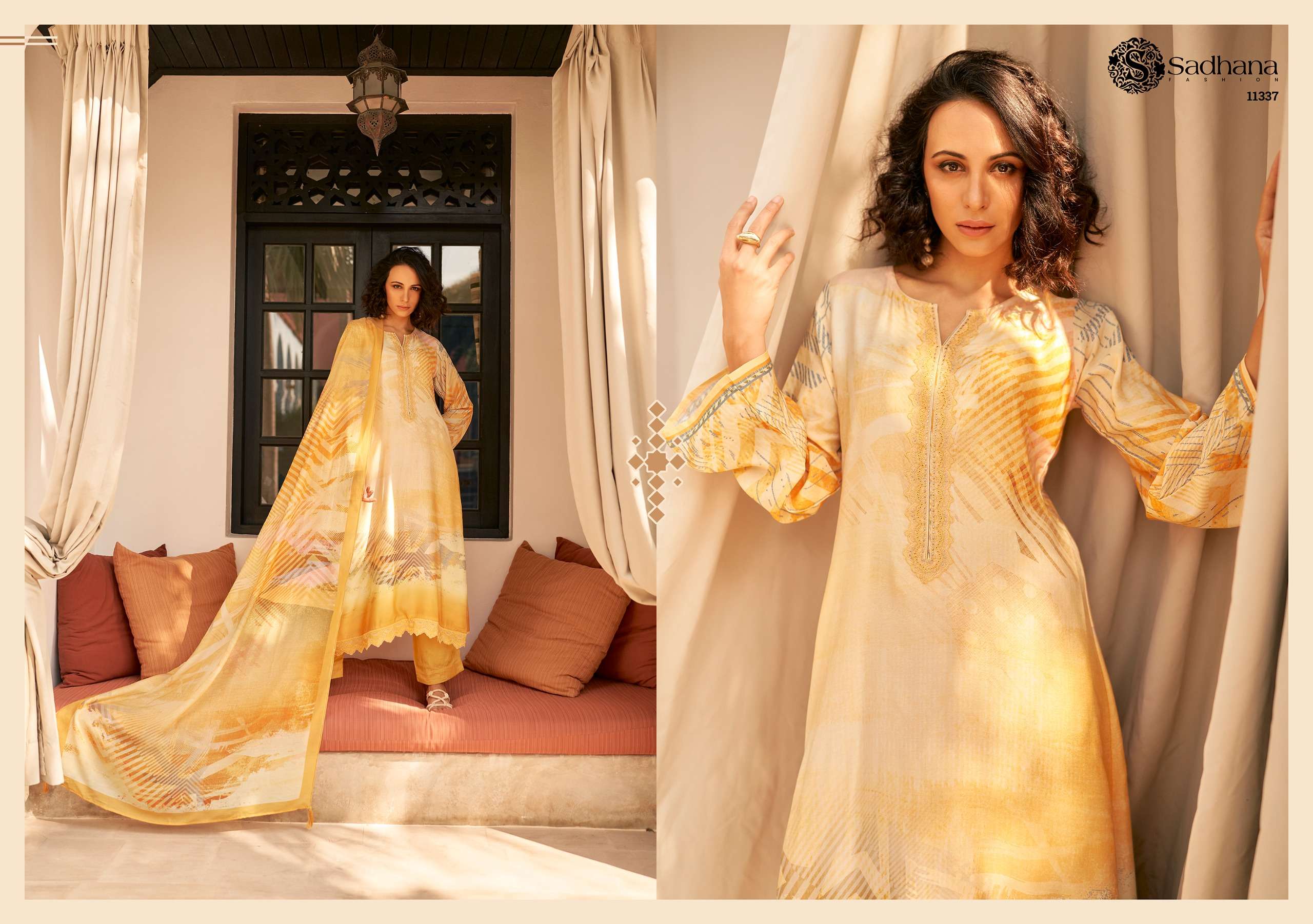 SADHANA FASHION MARIAM MUSLIN SILK DIGITAL PRINT WITH FANCY WORK SUIT