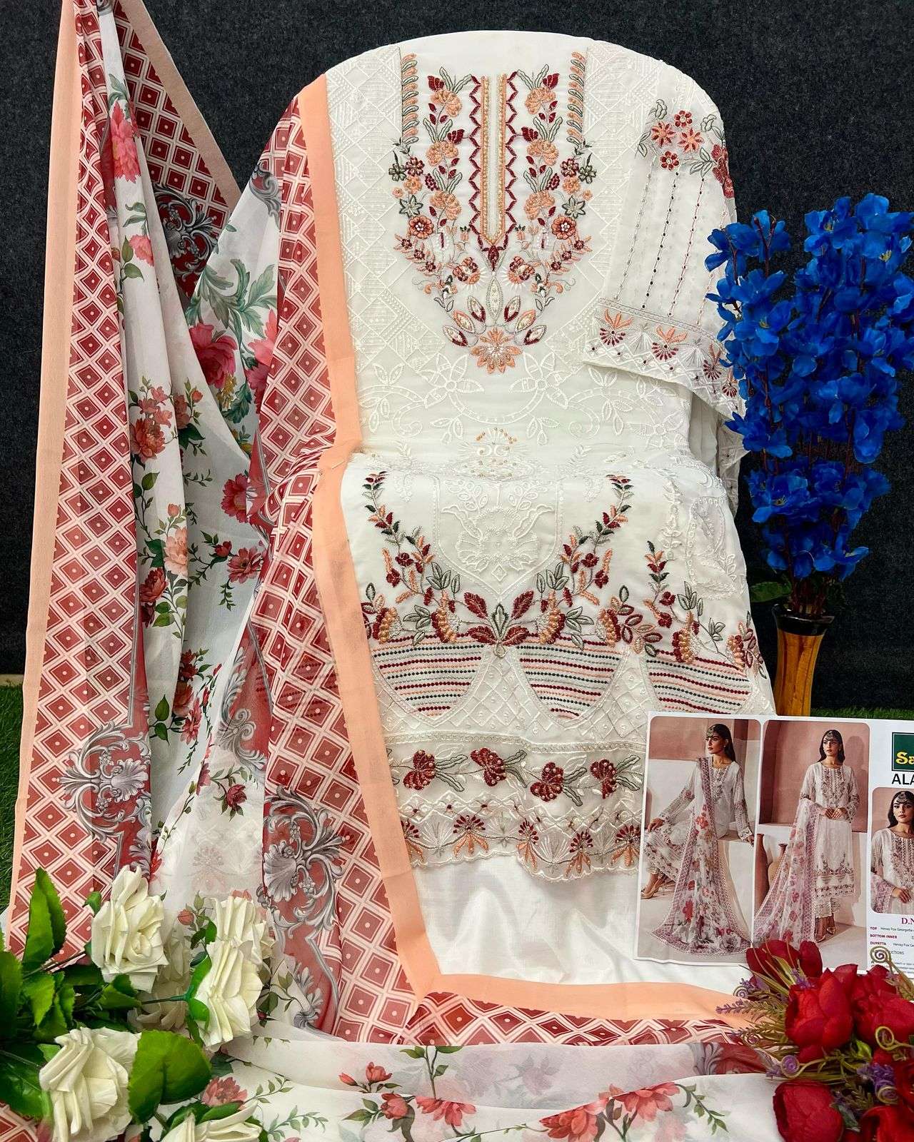 SAJIDA DESIGNER ALAYA VOL 3 - 1027-1028-1029 GEORGETTE HEAVY EMBROIDERED WITH MOTI PAKISTANI SUIT