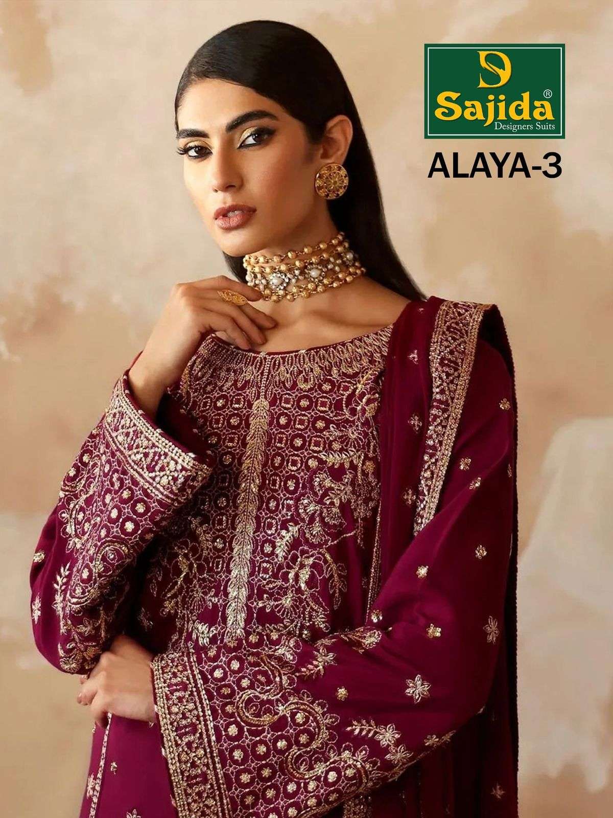 SAJIDA DESIGNER ALAYA VOL 3 - 1027-1028-1029 GEORGETTE HEAVY EMBROIDERED WITH MOTI PAKISTANI SUIT