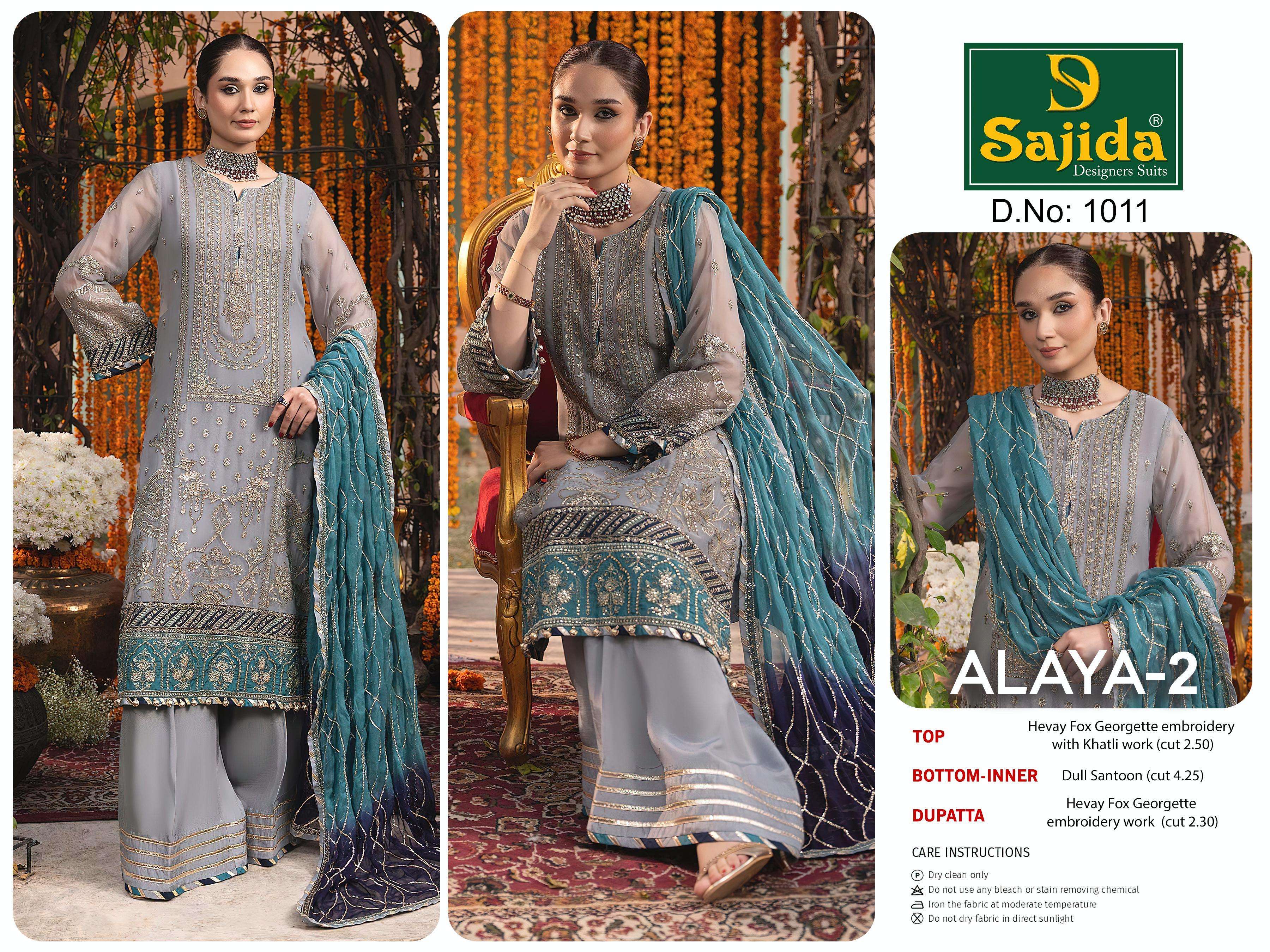 SAJIDA DESIGNER SUITS ALAYA VOL 2 GEORGETTE HEAVY EMBROIDERED SUIT