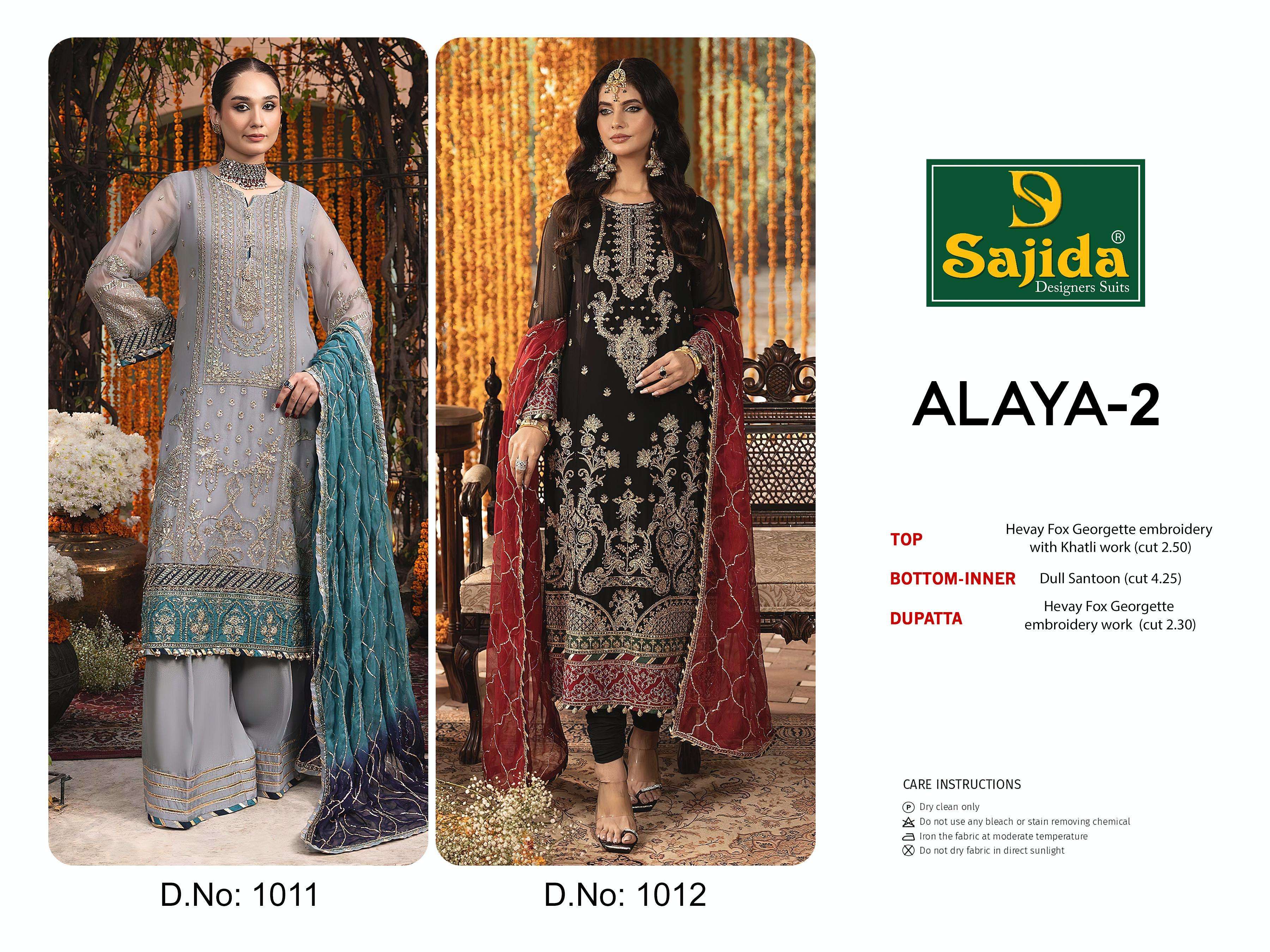 SAJIDA DESIGNER SUITS ALAYA VOL 2 GEORGETTE HEAVY EMBROIDERED SUIT