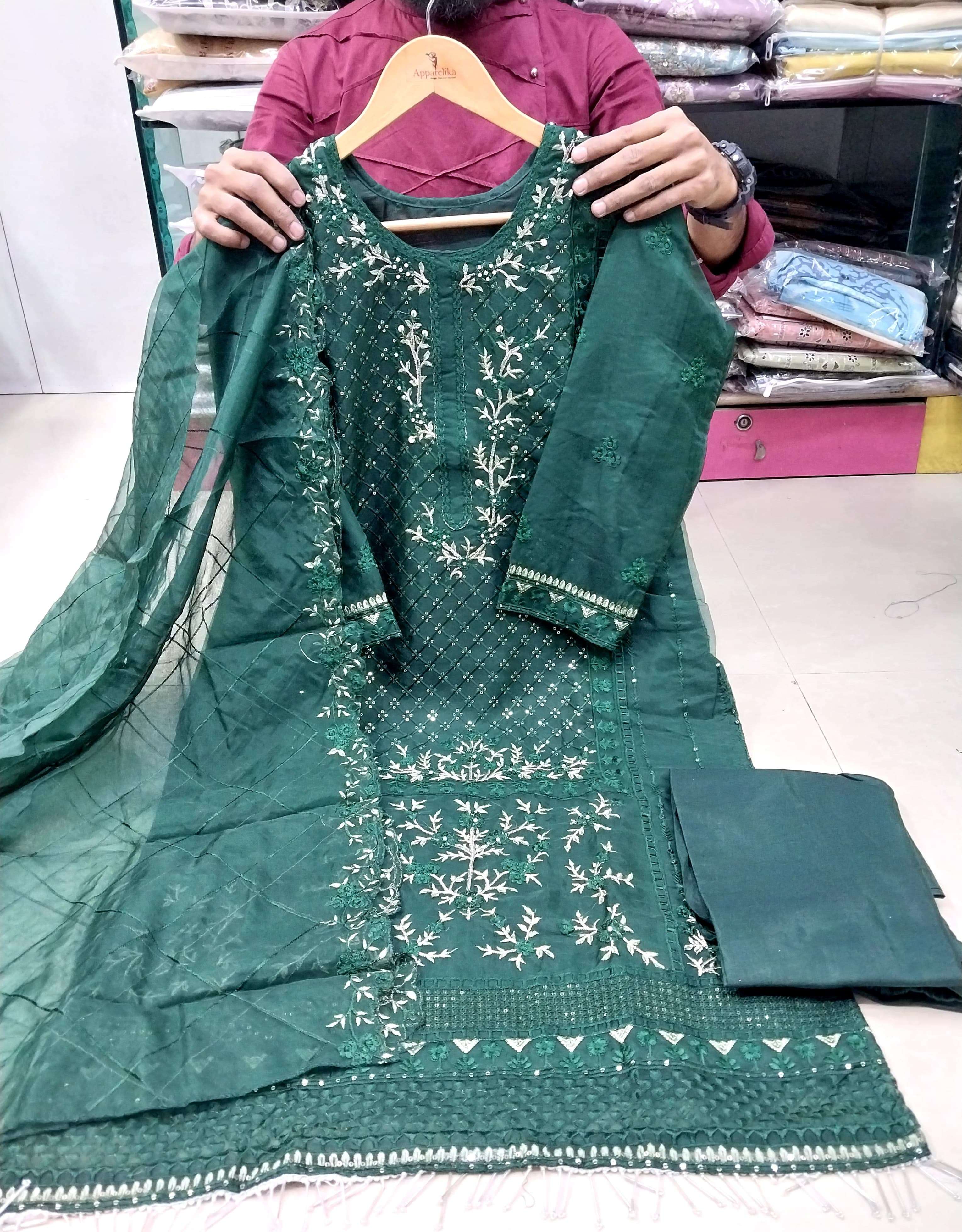 SAPPHIRE BIN SAEED READY MADE COLLECTION D NO 402 ORGANZA DESIGNER WORK SUIT