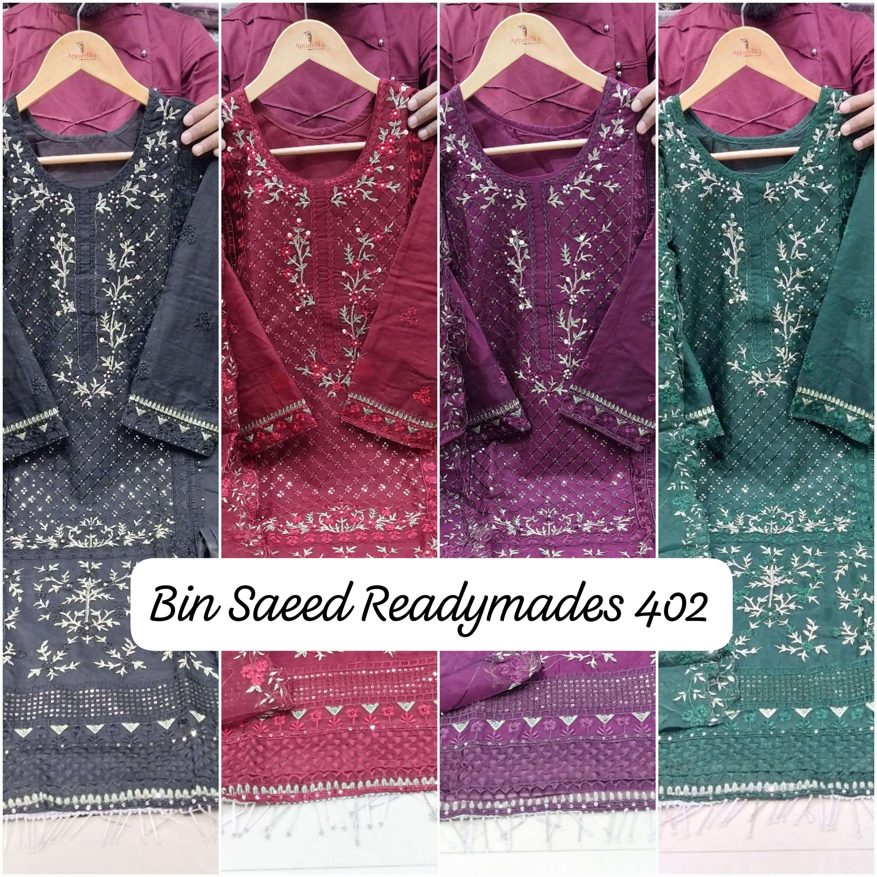 SAPPHIRE BIN SAEED READY MADE COLLECTION D NO 402 ORGANZA DESIGNER WORK SUIT