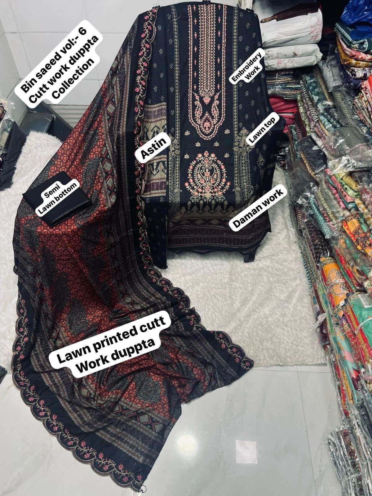 SAPPHIRE BIN SAEED VOL 6 LAWN COTTON FANCY WORK SALWAR KAMEEZ 