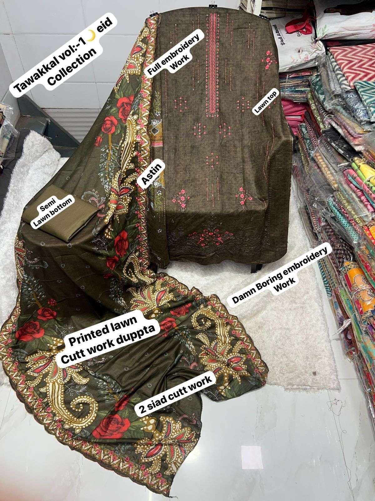 SAPPHIRE TAWAKKAL EID SPECIAL COLLECTIONS COTTON DESIGNER WORK SUIT
