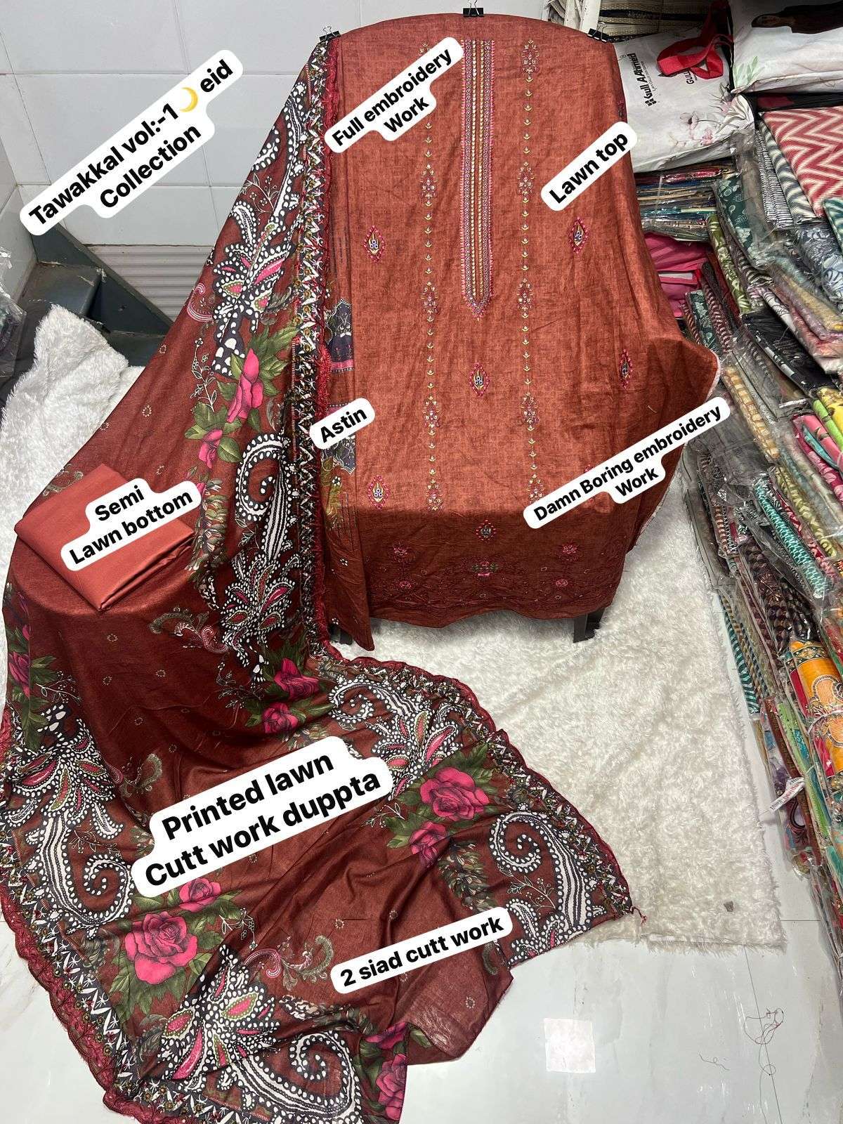 SAPPHIRE TAWAKKAL EID SPECIAL COLLECTIONS COTTON DESIGNER WORK SUIT
