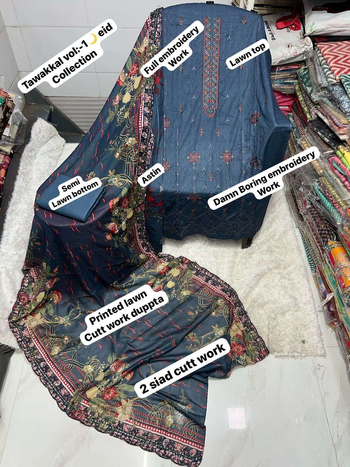 SAPPHIRE TAWAKKAL EID SPECIAL COLLECTIONS COTTON DESIGNER WORK SUIT