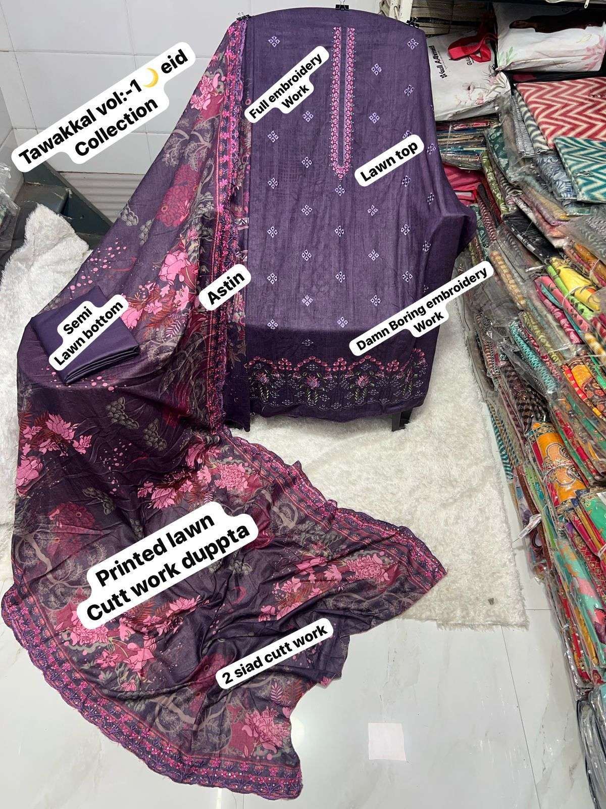 SAPPHIRE TAWAKKAL EID SPECIAL COLLECTIONS COTTON DESIGNER WORK SUIT