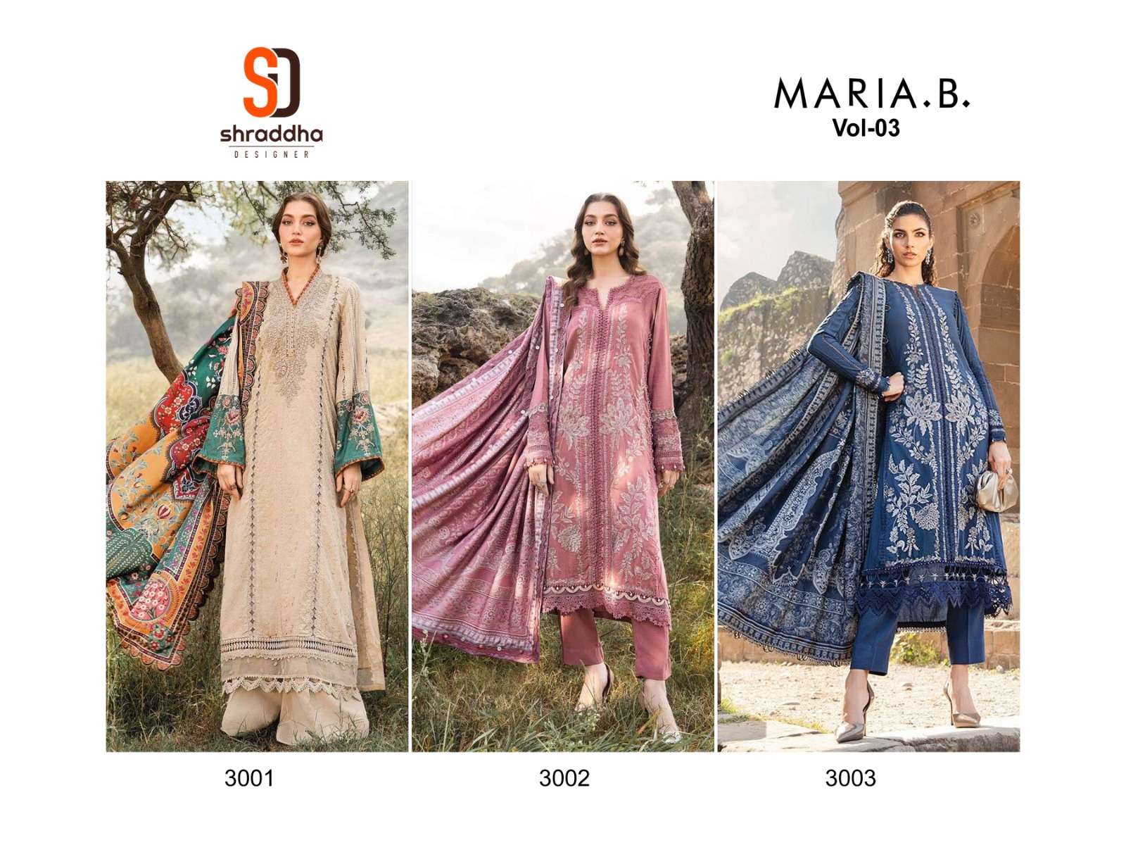 SHRADDHA DESIGNER MARIA B VOL 3 RAYON HEAVY EMBROIDERY WORK SUIT