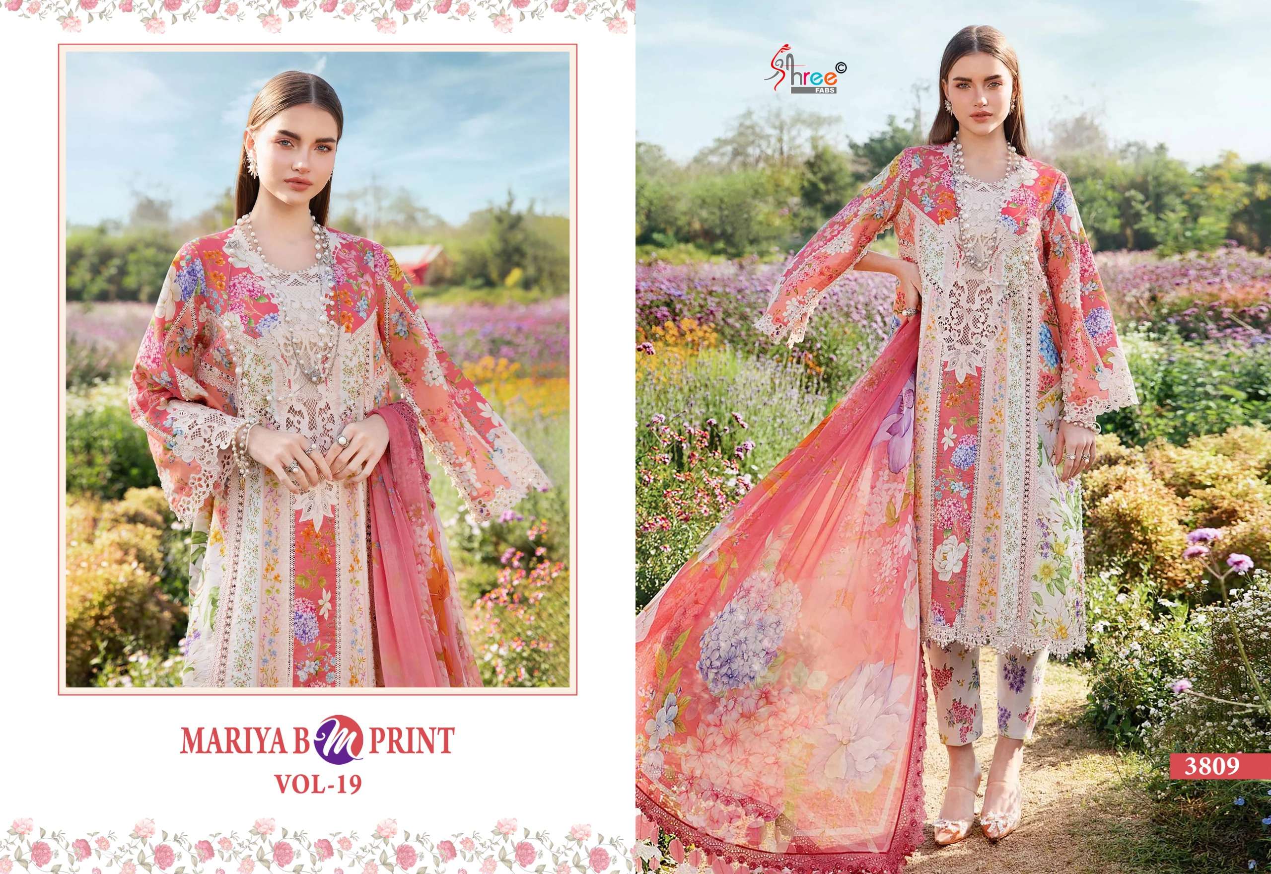 SHREE FAB MARIYA B MPRINT VOL 19 COTTON DESIGNER WORK SALWAR KAMEEZ 