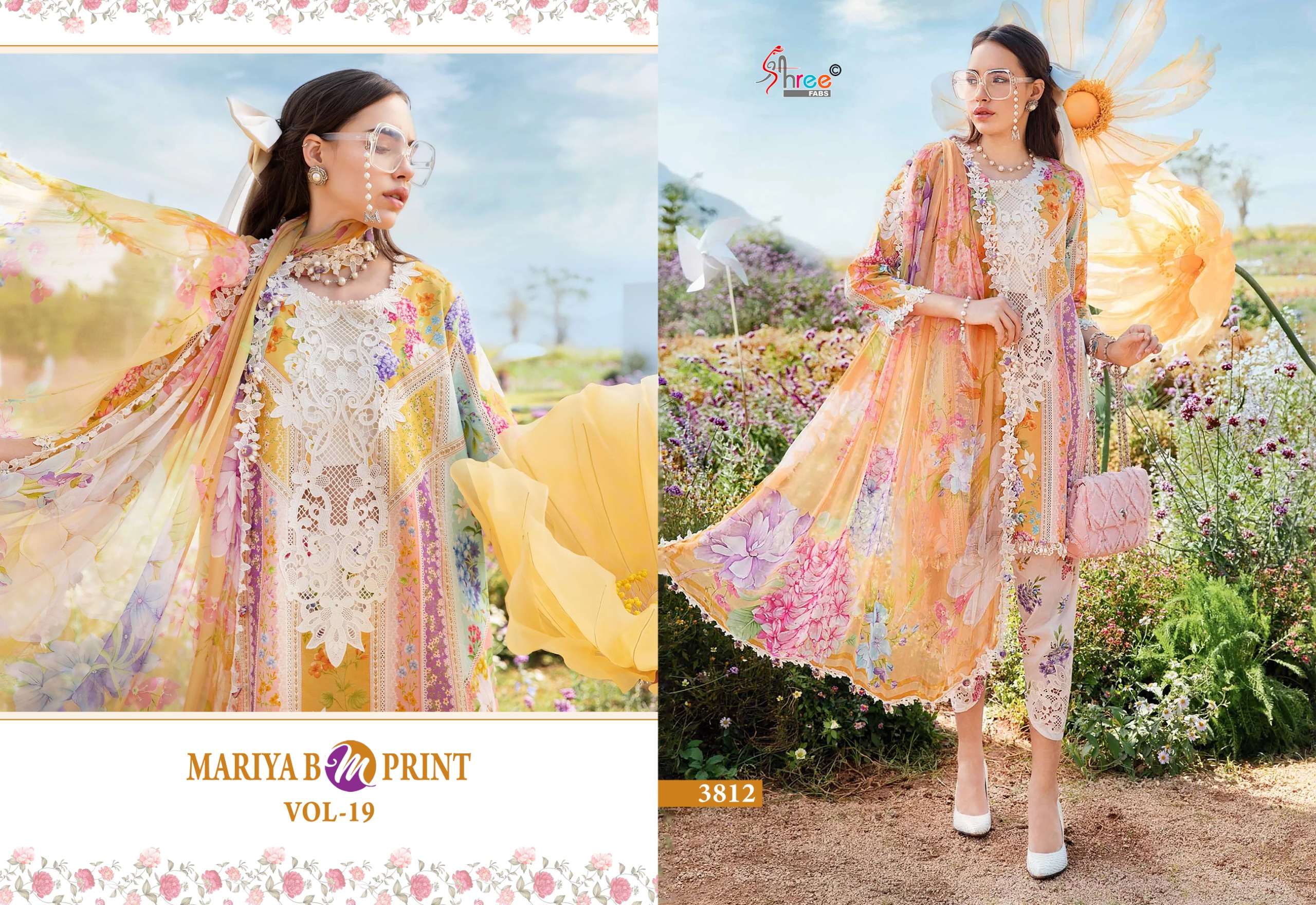 SHREE FAB MARIYA B MPRINT VOL 19 COTTON DESIGNER WORK SALWAR KAMEEZ 